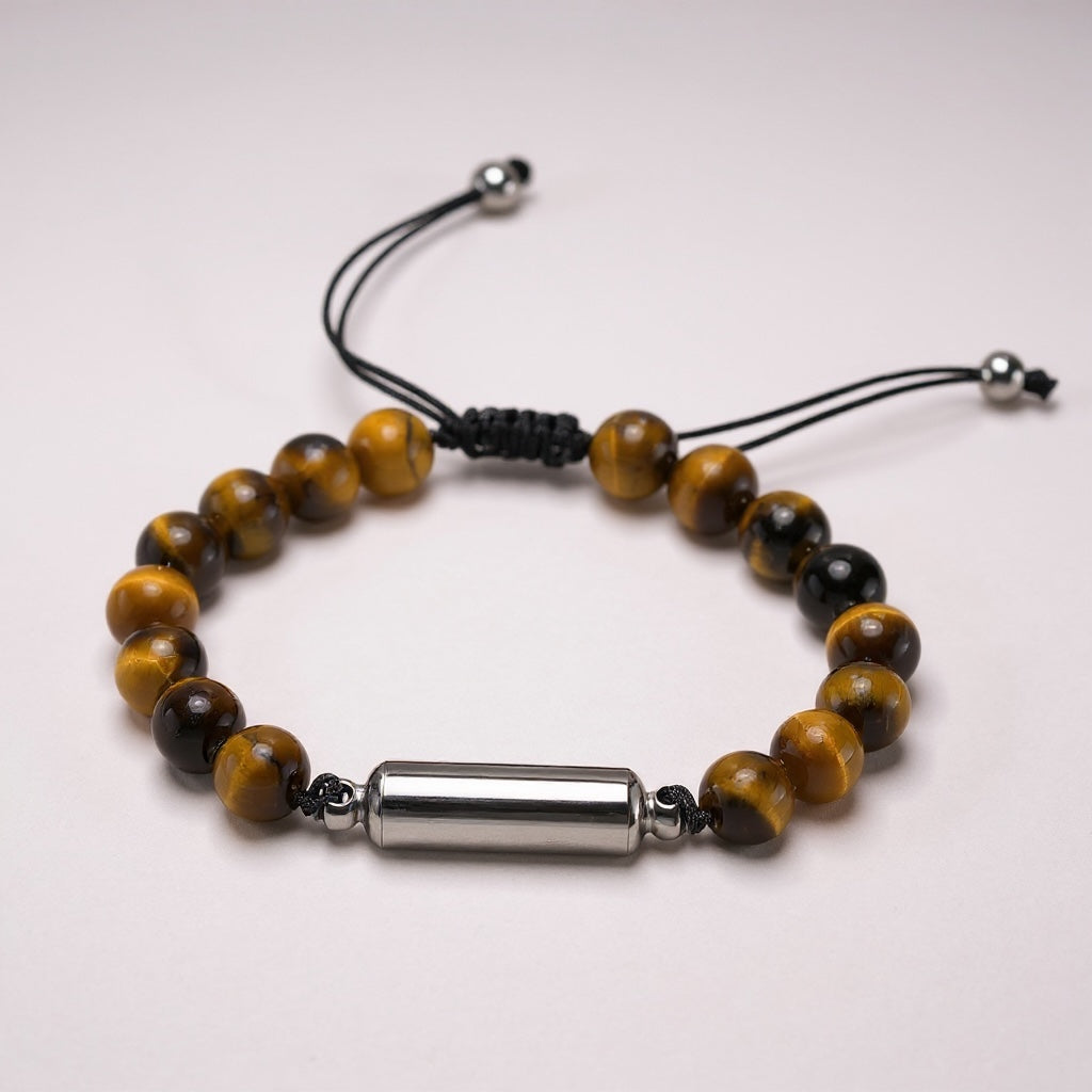 'Verstelbare' As-Armband met as-ruimte | 8mm Tijgeroog Kralen armband