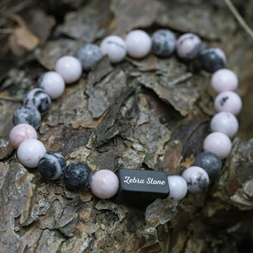 Witte / Roze Zebra Kralen armband - Subtiele Elegantie