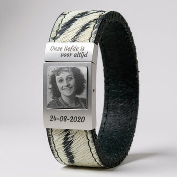 Fotoarmband - Zebra leer met eigen foto