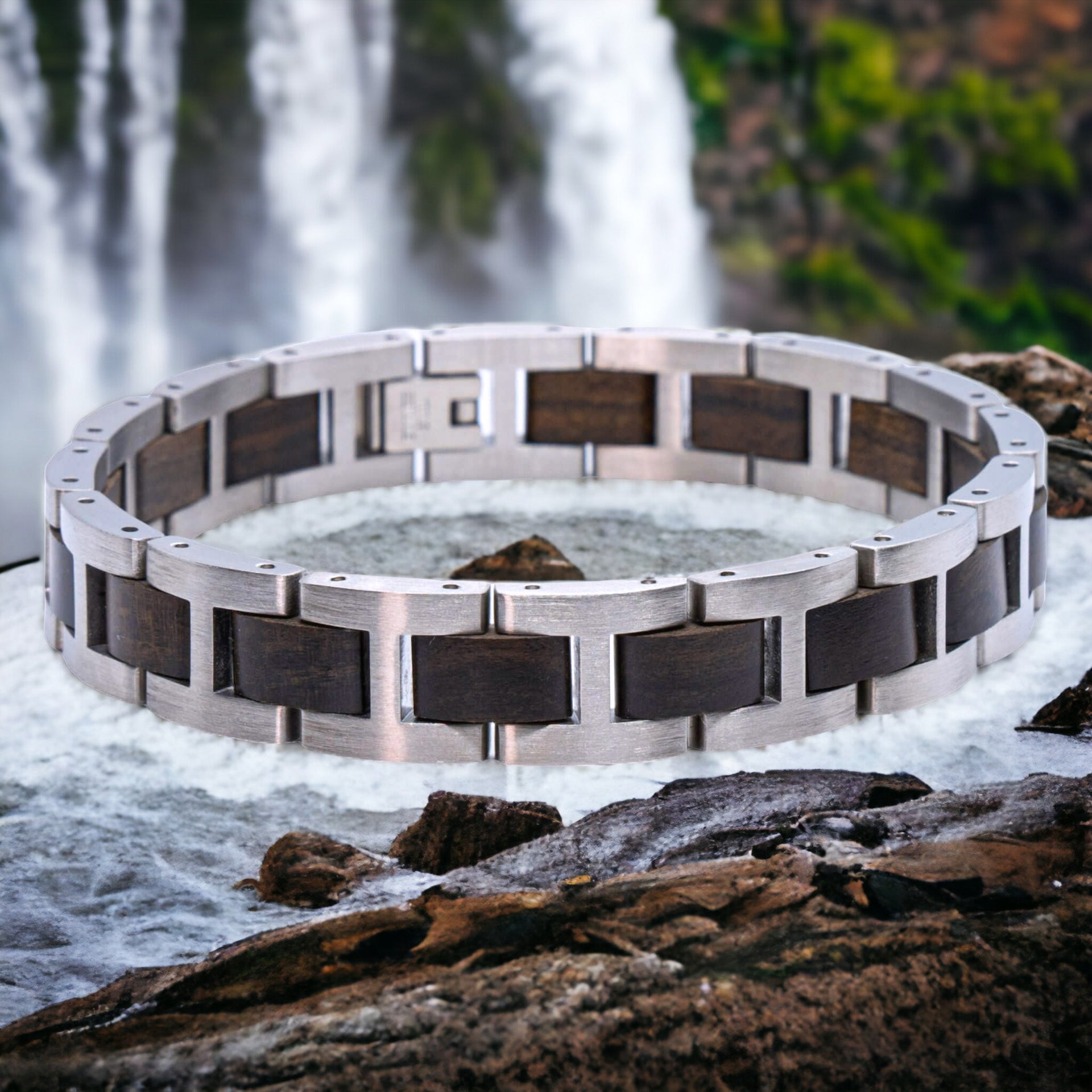 Dolomieten – Ebbenhout & Roestvrij Staal Houten Armband