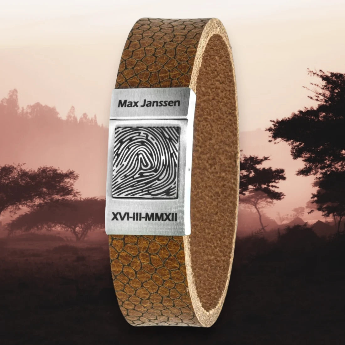 Vingerafdruk armband – Africa Edition – Zwart / bruin Italiaans leer