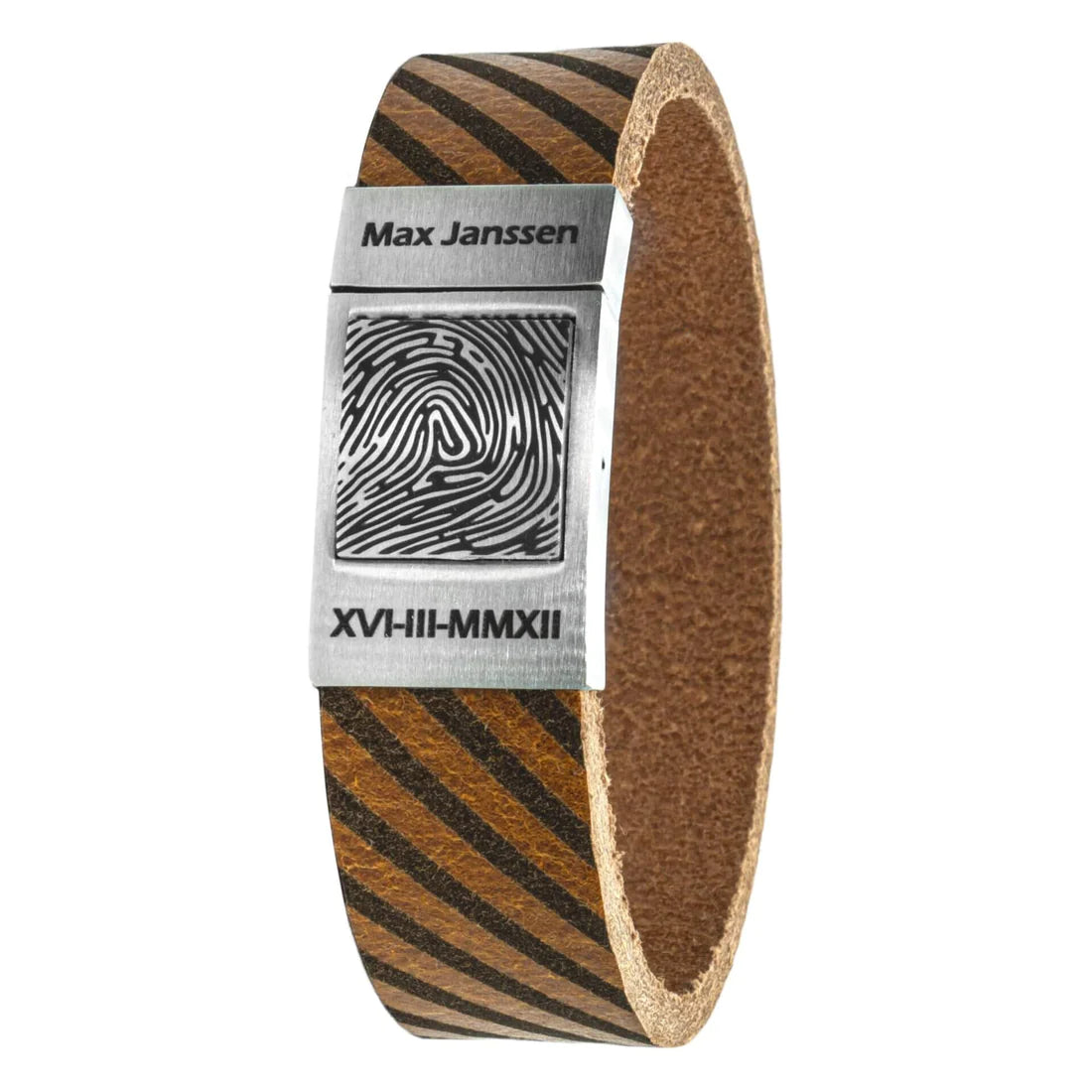 Vingerafdruk armband Italiaans leer – Striped Edition