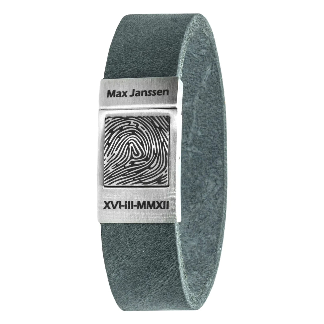 Vingerafdruk op Armband – Gevlochten leer (Zwart / Bruin leer)