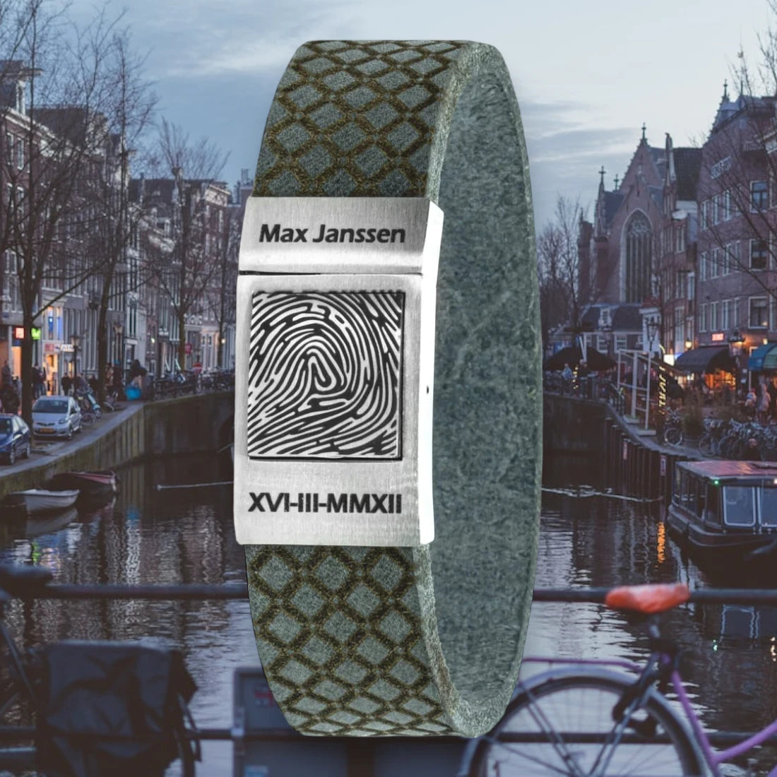 Upload je Vingerafdruk op 8 soorten leren armband – Amsterdam edition