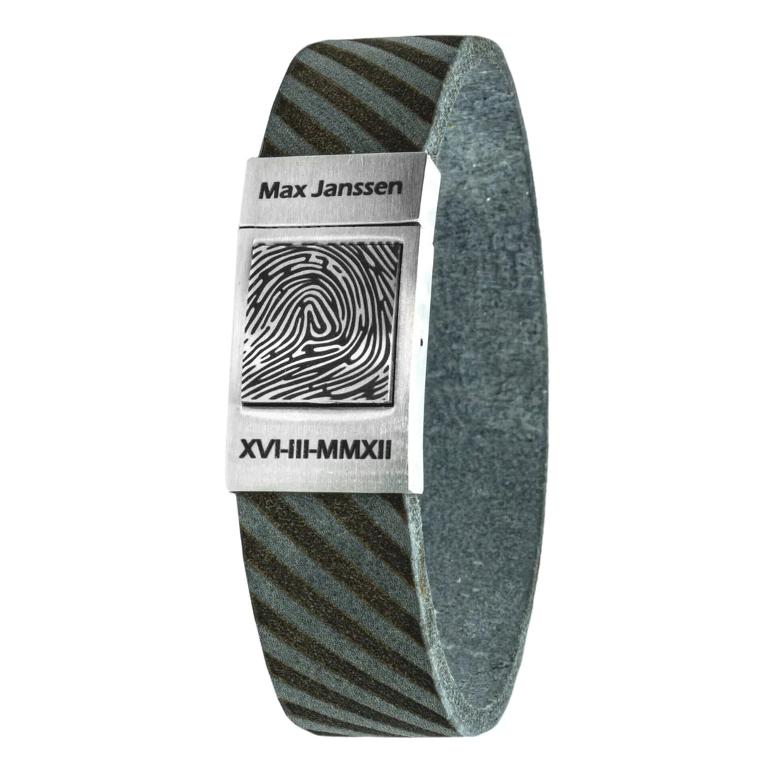 Vingerafdruk armband Italiaans leer – Striped Edition
