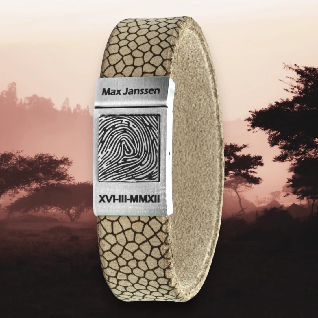 Vingerafdruk armband – Africa Edition – Zwart / bruin Italiaans leer