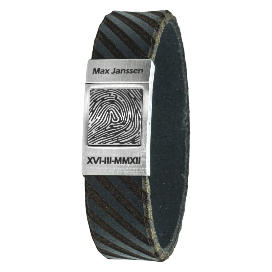 Vingerafdruk armband Italiaans leer – Striped Edition