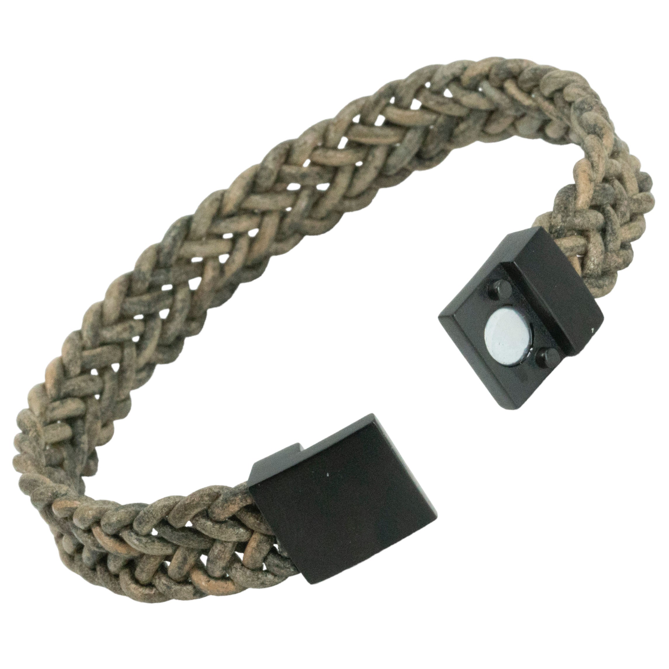 Zwart Edelstalen Armband met gravure – gevlochten leer