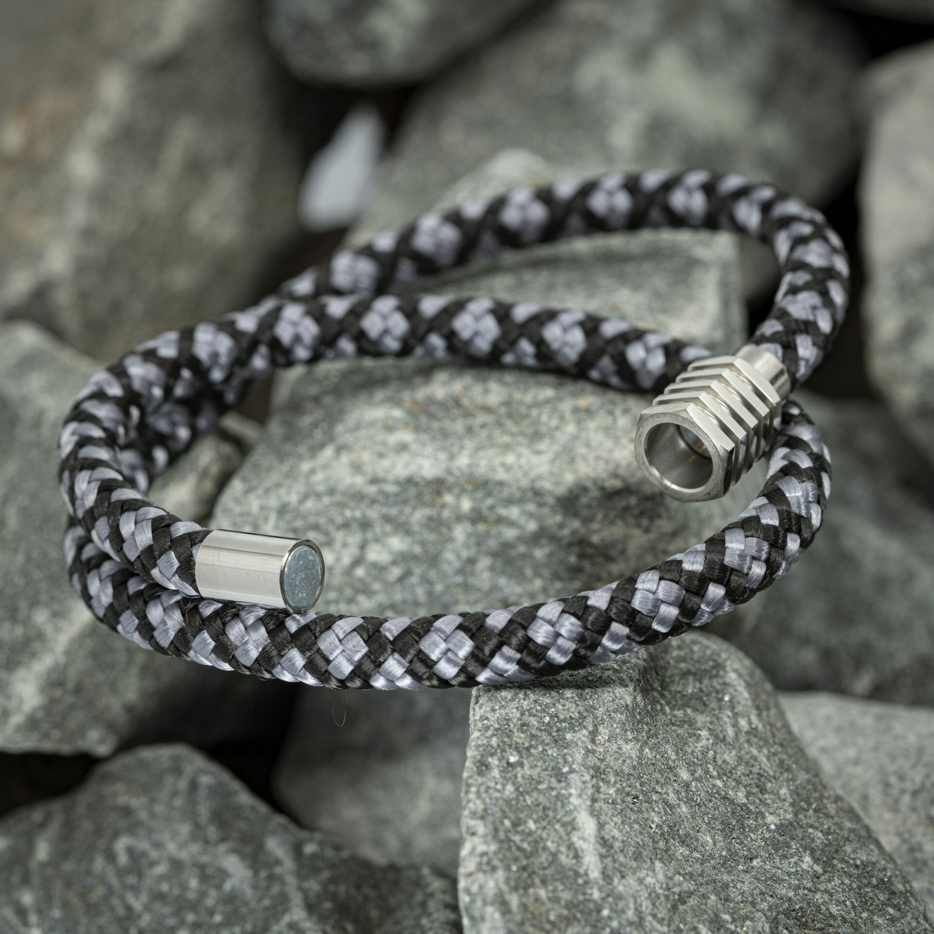 Navy™ Armband – Grijs & Zwart Touw