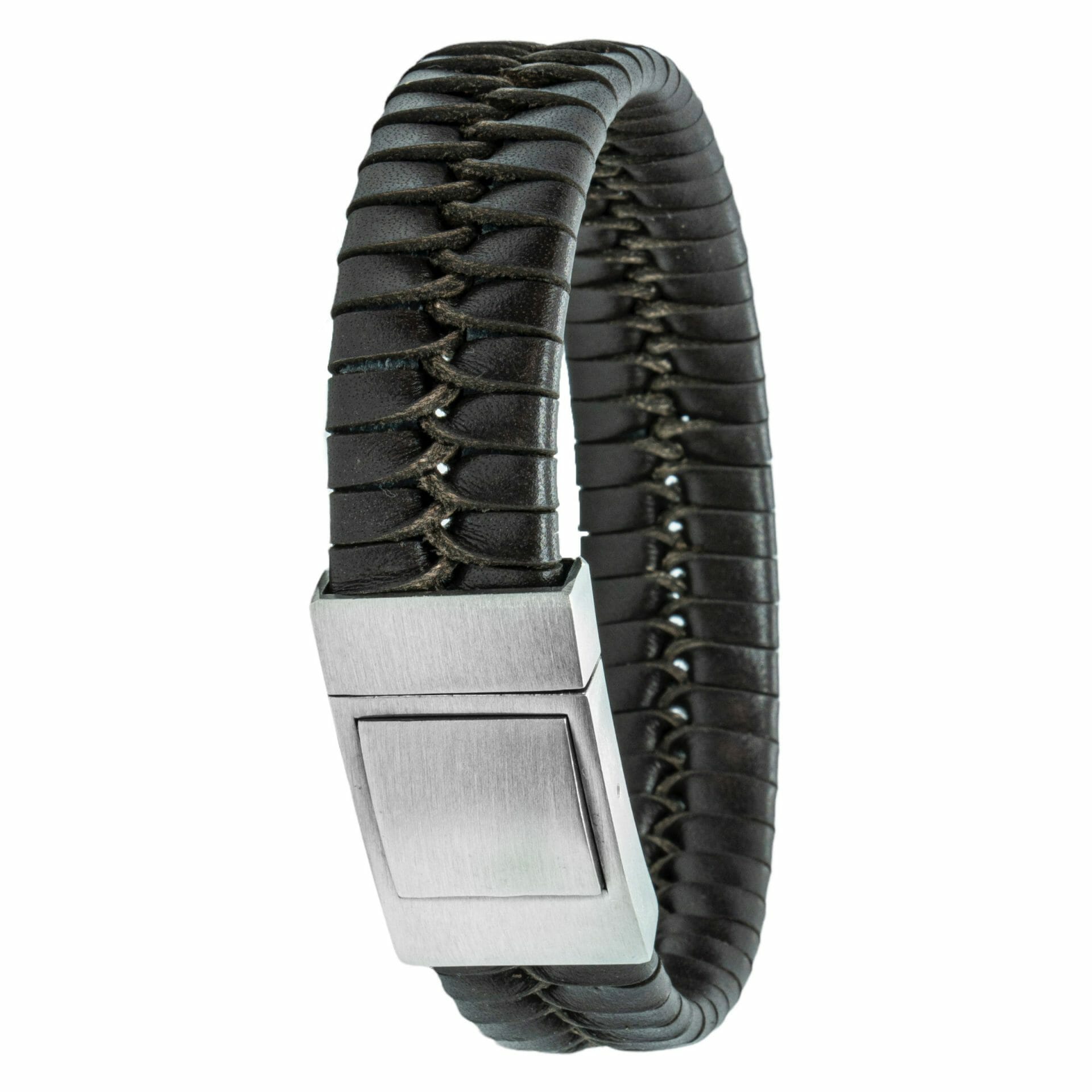 Eigen tekst en symbool Armband Gevlochten leer