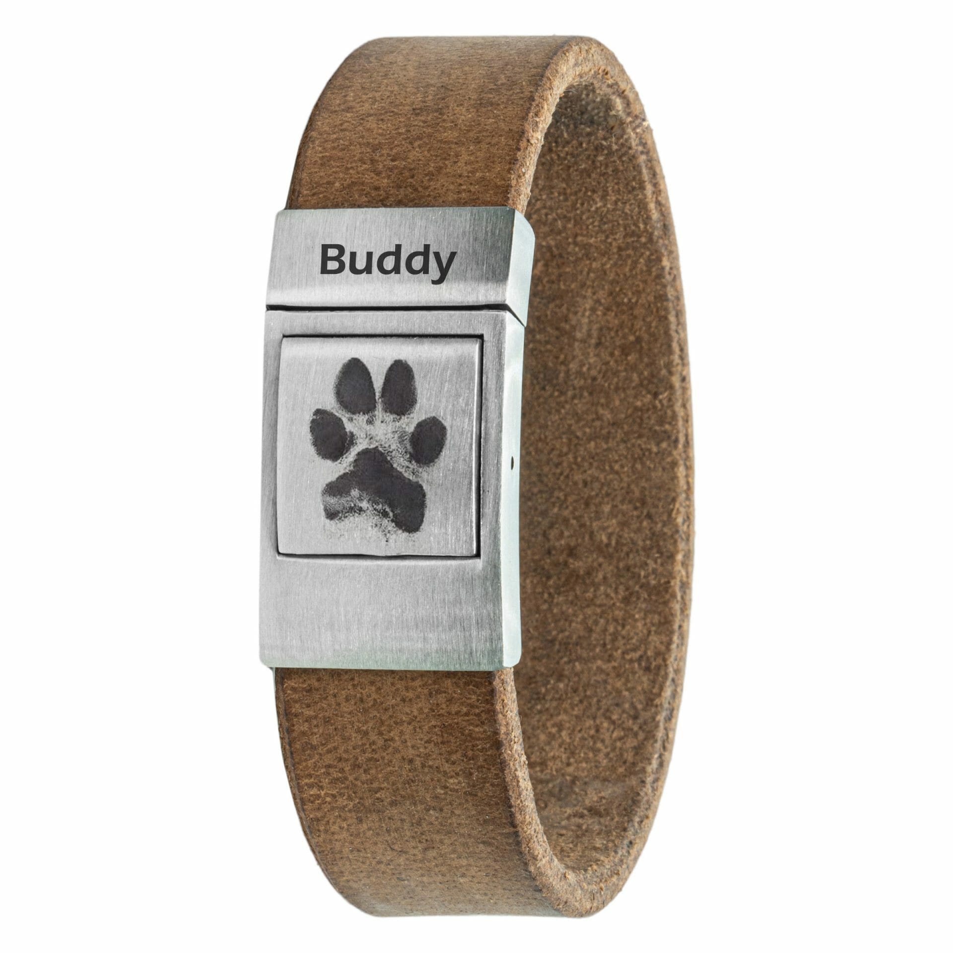 Eigen Pootafdruk armband Beige leer