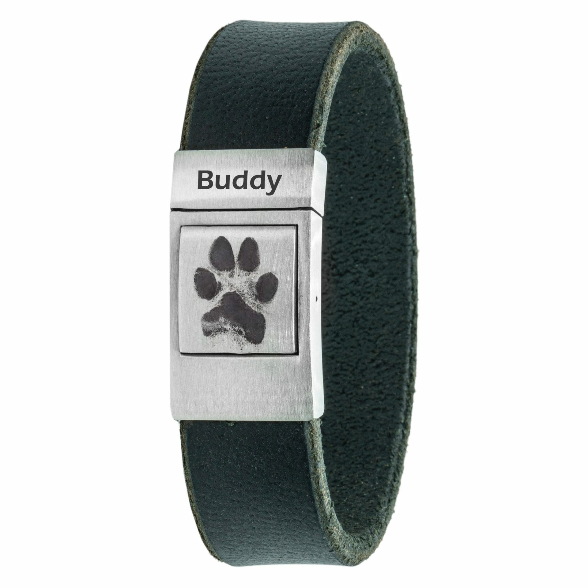 Eigen Pootafdruk armband <b>Zwart</b> leer