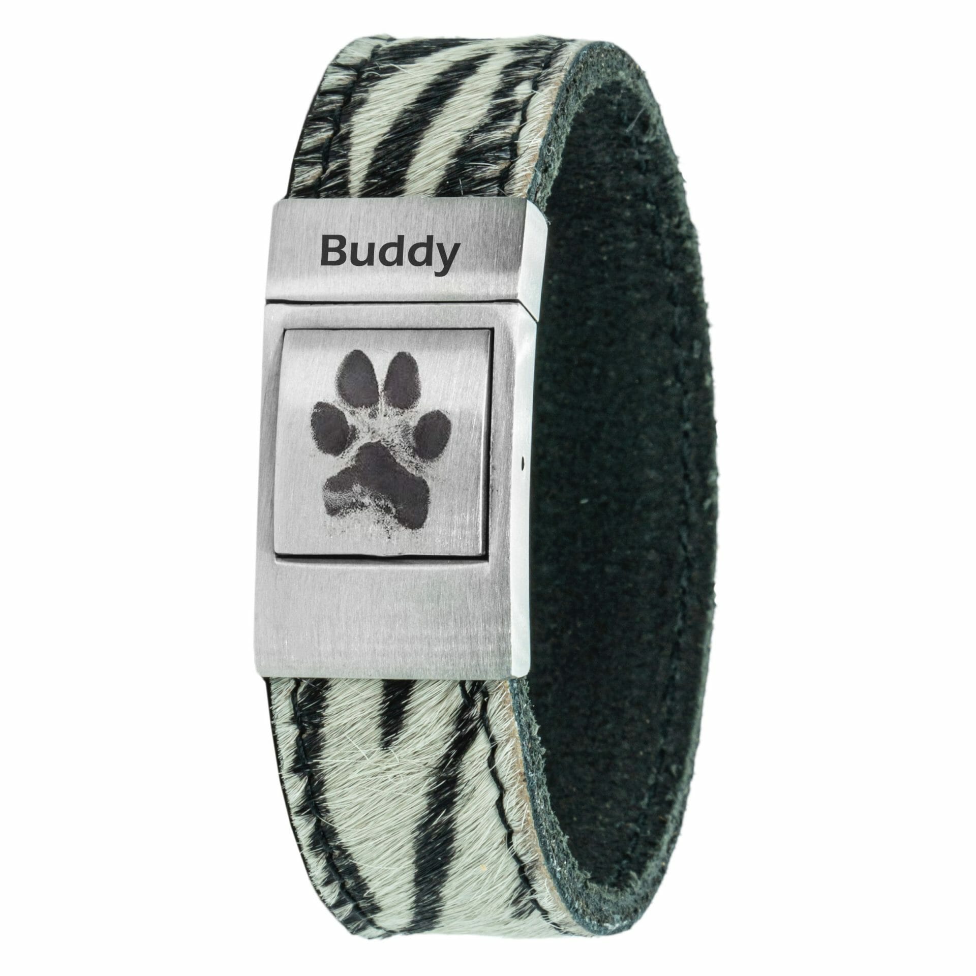 Eigen Pootafdruk armband <b>Zebra</b> leer