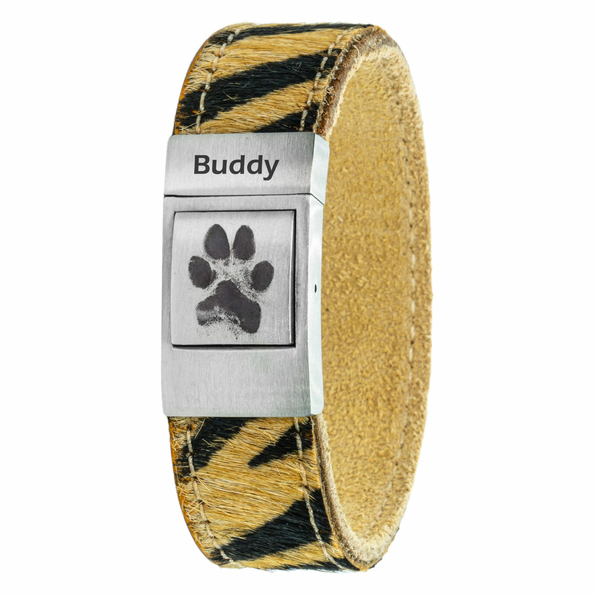 Eigen Pootafdruk armband <b>Tijger</b> leer