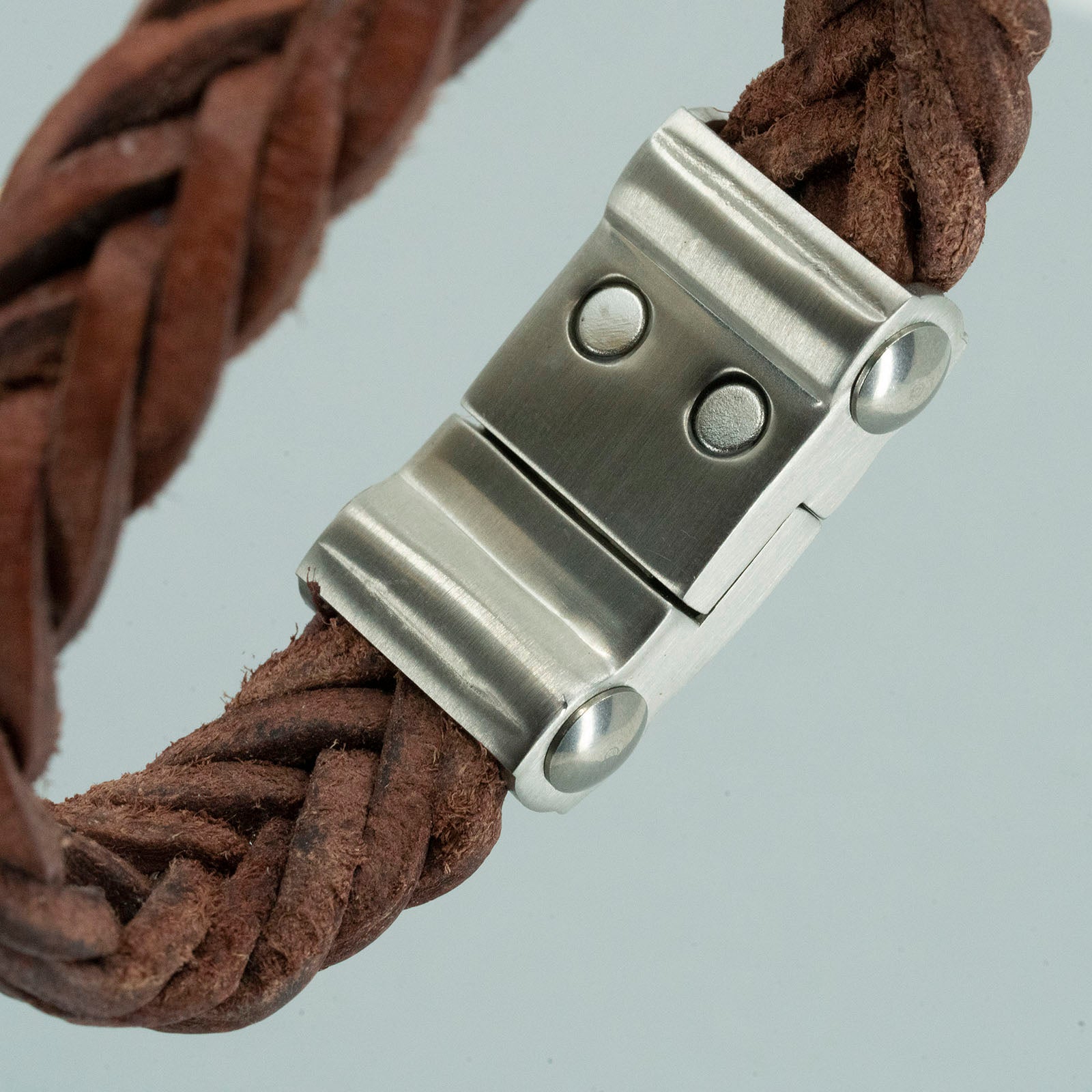 Graveerbare gevlochten leren Armband