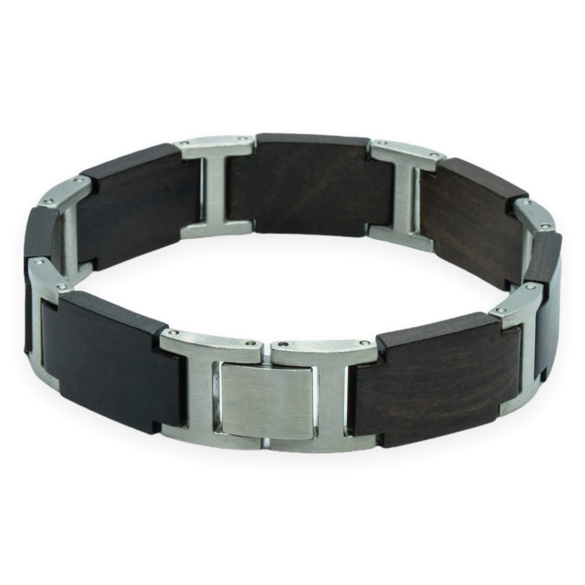 Gaia – Ebbenhout & Roestvrij Staal Houten Armband