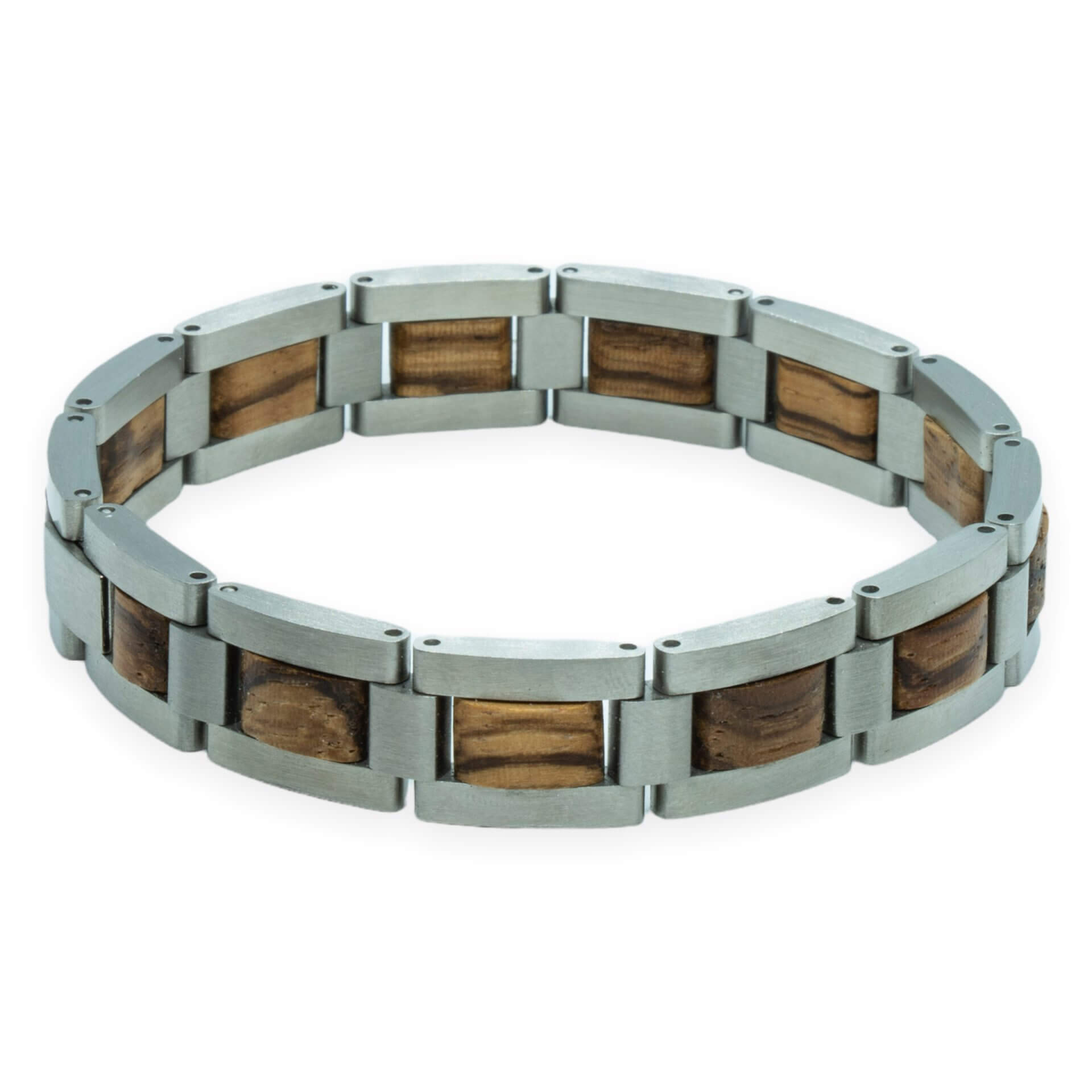 Ama Dablam – Icy Zebrano & Roestvrij Staal Houten Armband