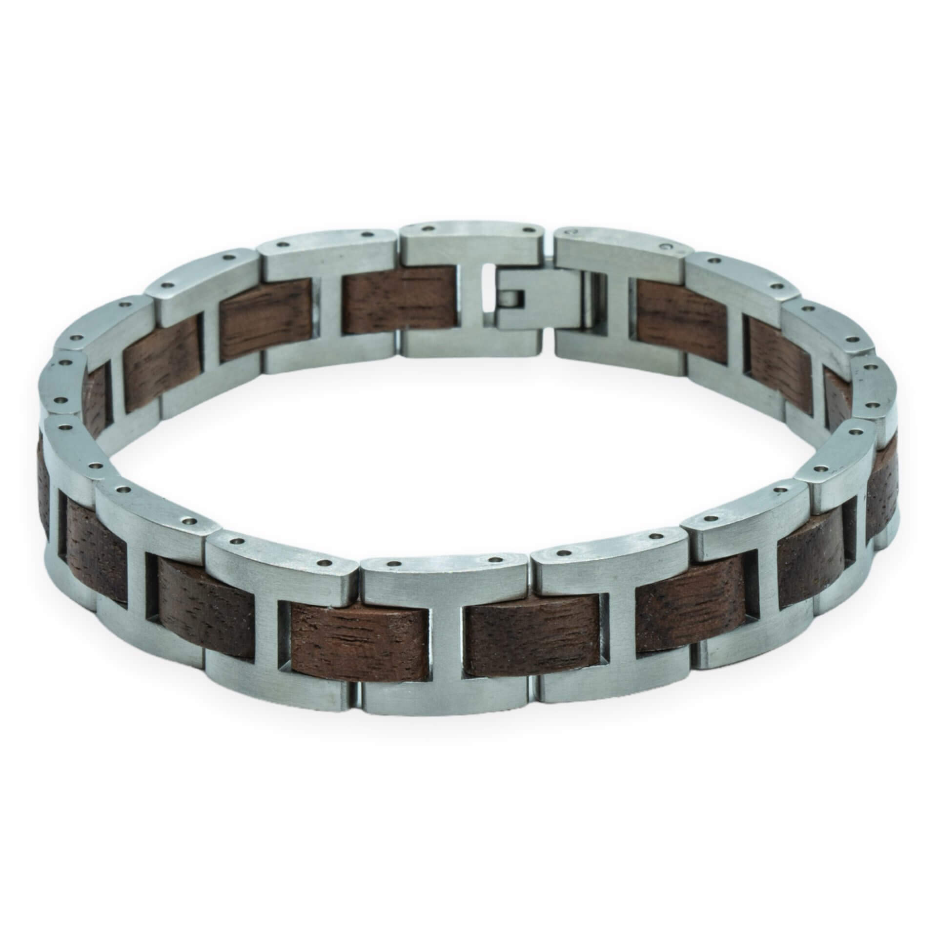 Kangchenjunga – Walnoot & Roestvrij Staal Houten Armband