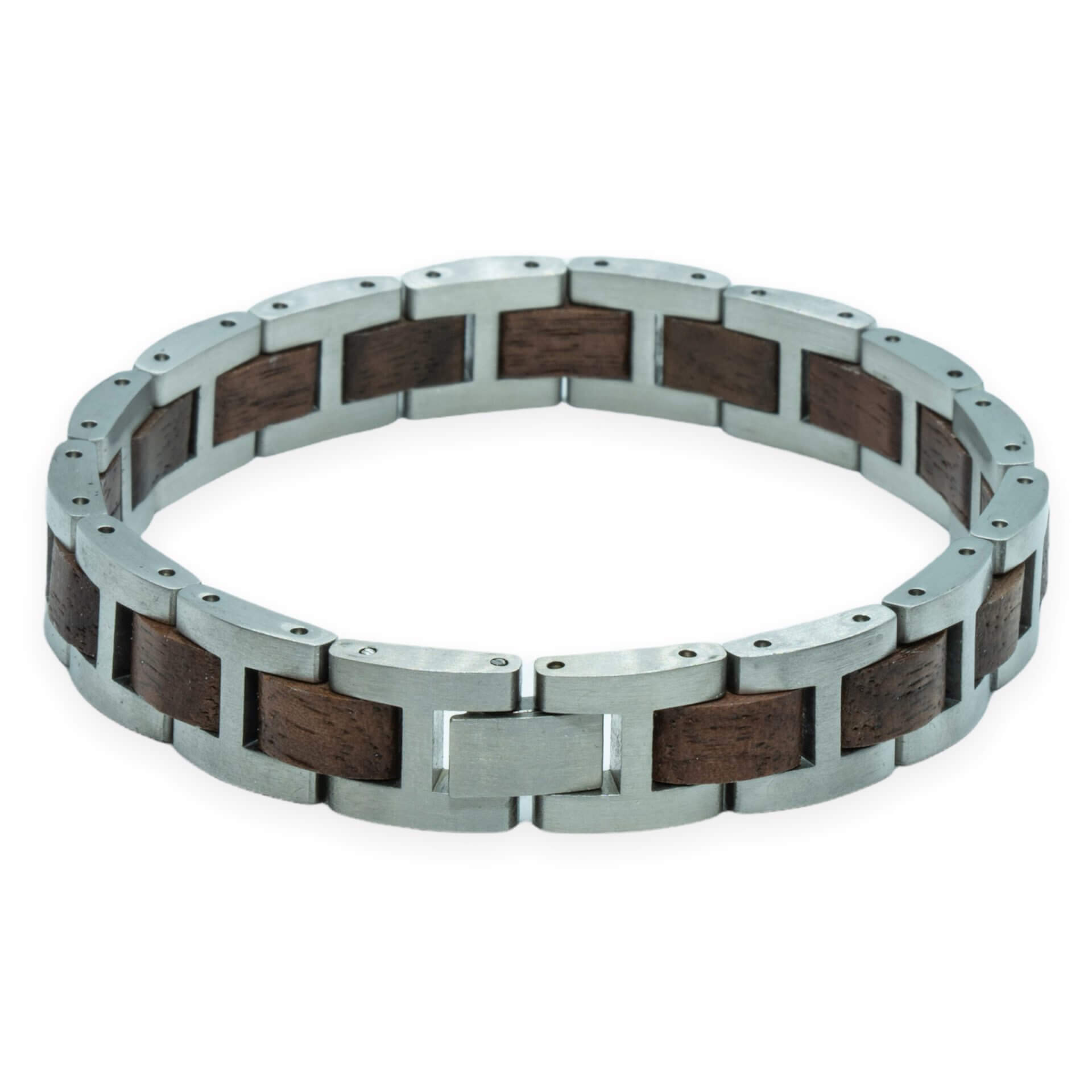 Kangchenjunga – Walnoot & Roestvrij Staal Houten Armband