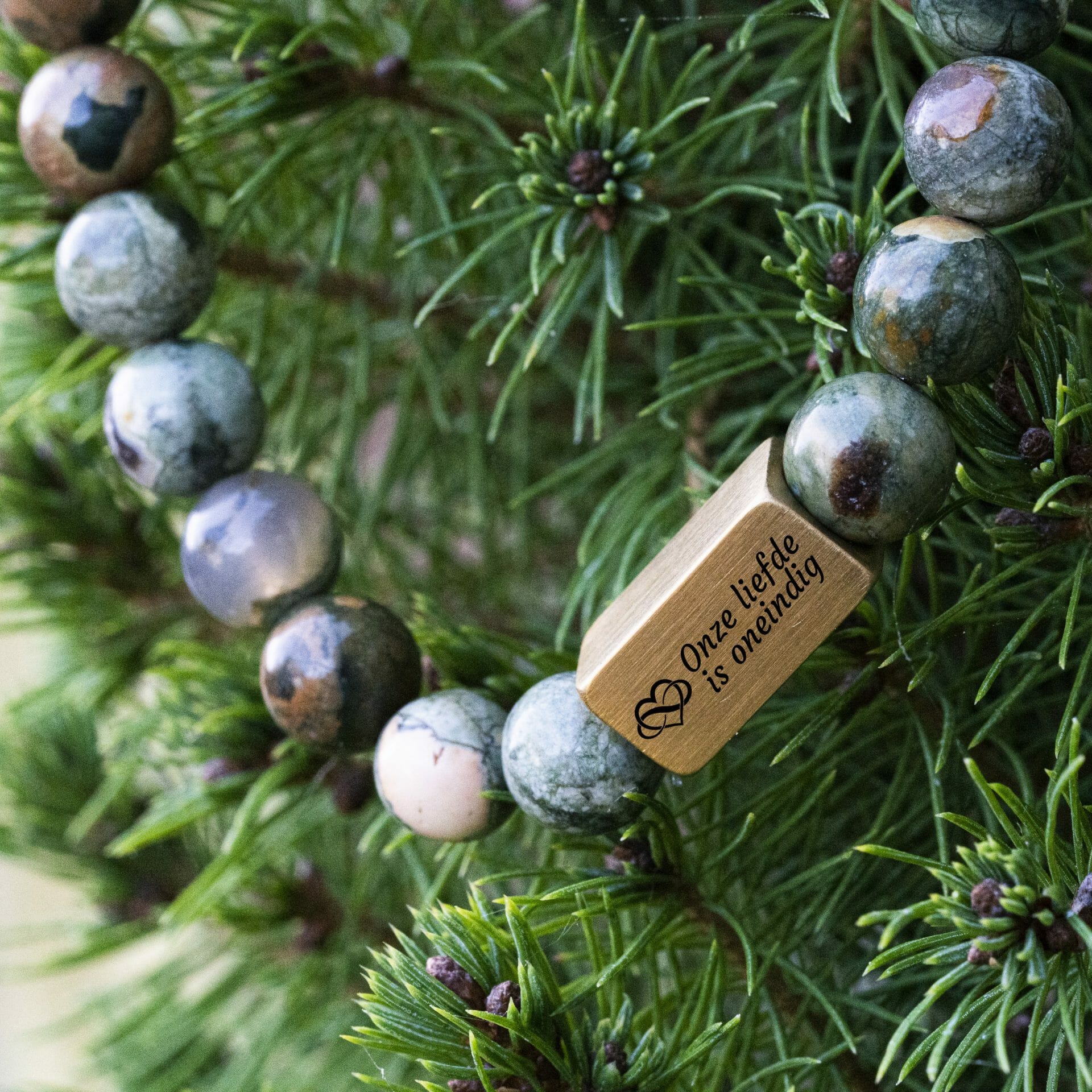 Green Sparrow Agaat 💚 Kralen Armband ‘Onze liefde is oneindig’