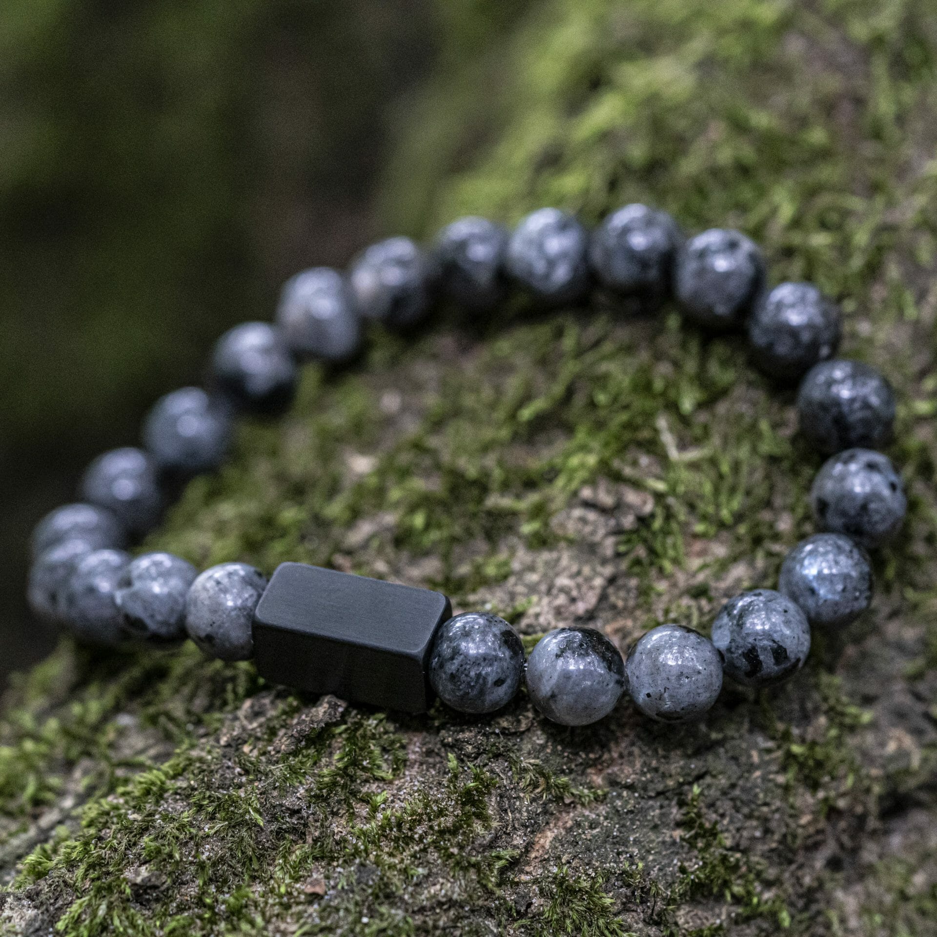 Vingerafdruk Zwarte Labradoriet – Natuurstenen kralen Armband