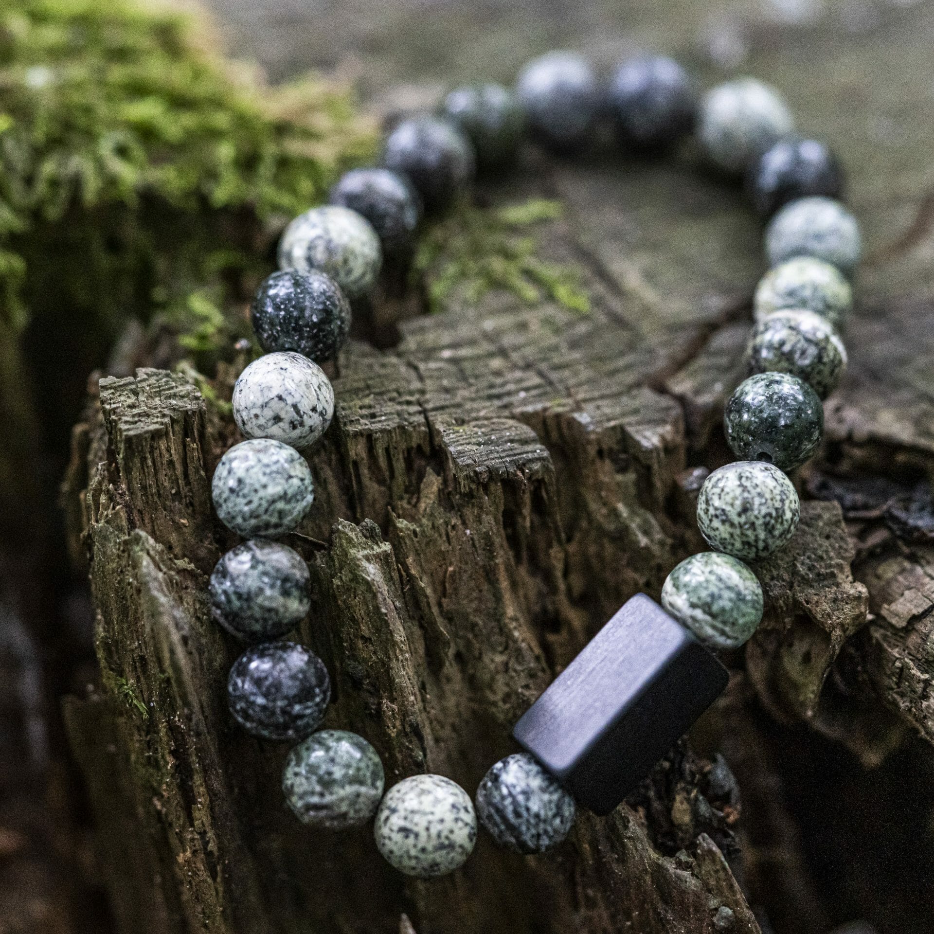 Groene 'Zebra Stenen' - Kralen armband