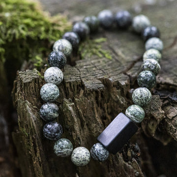 Groene 'Zebra Stenen' - Kralen armband