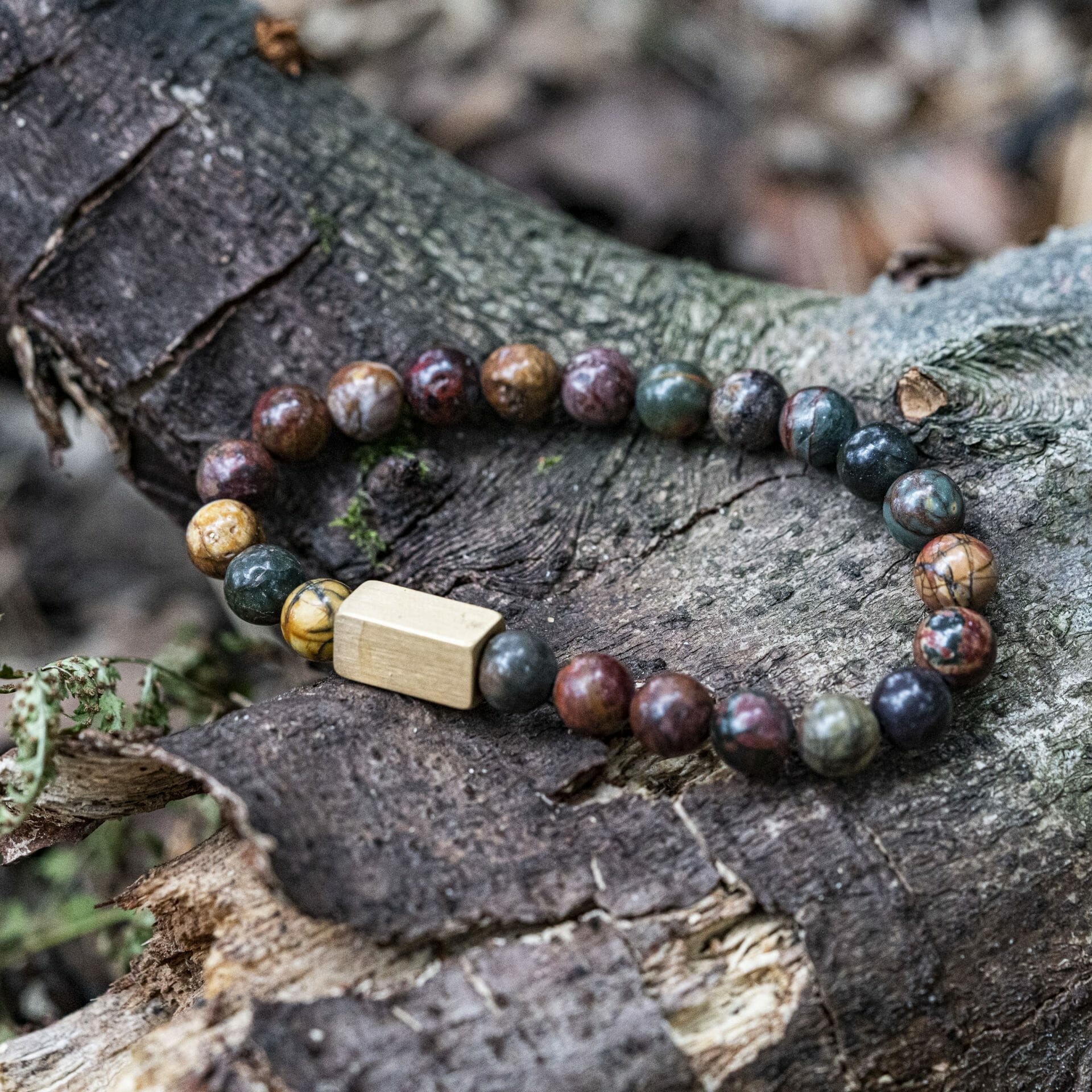 Picasso - Kleurrijke 8mm Jasper kralen armband