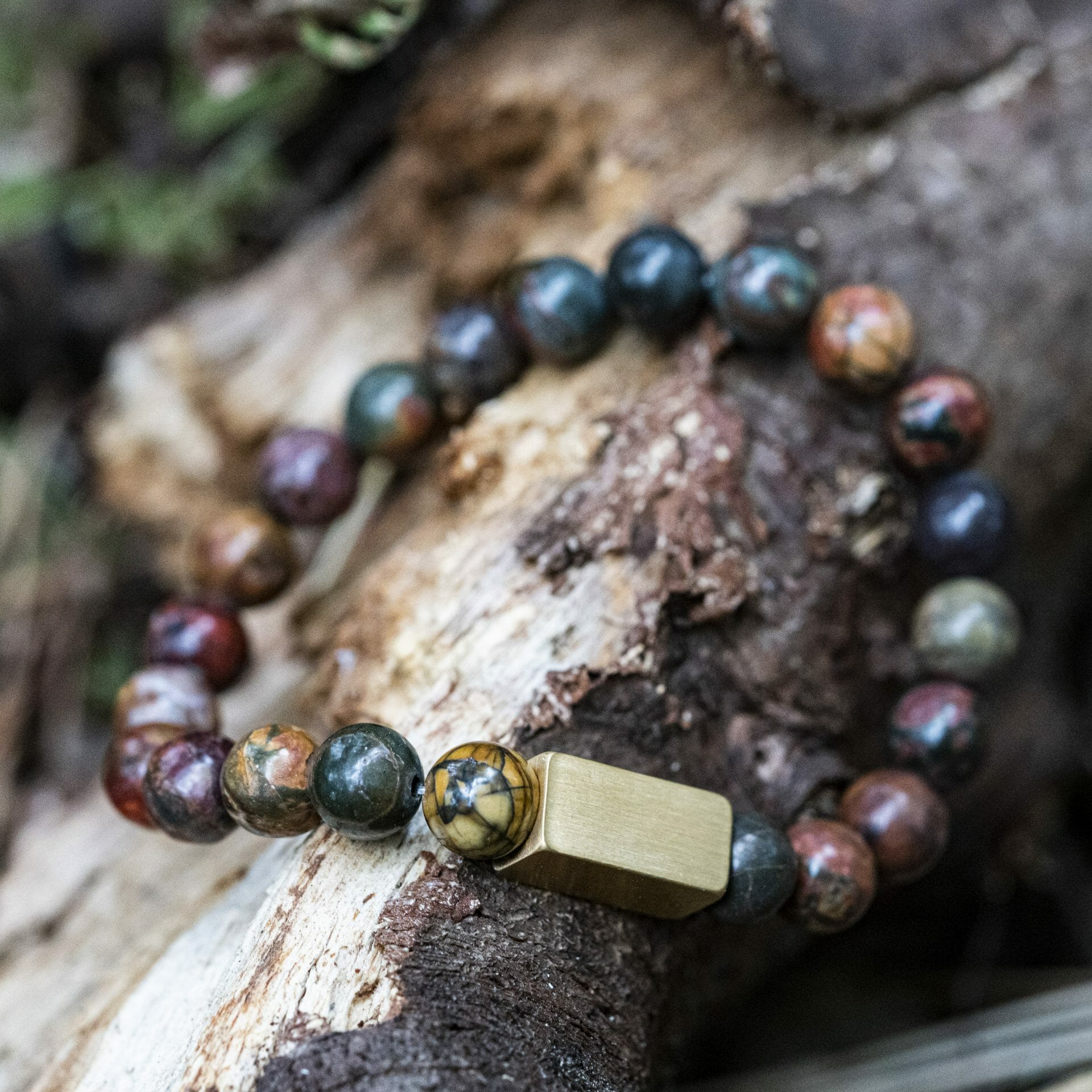 Picasso - Kleurrijke 8mm Jasper kralen armband