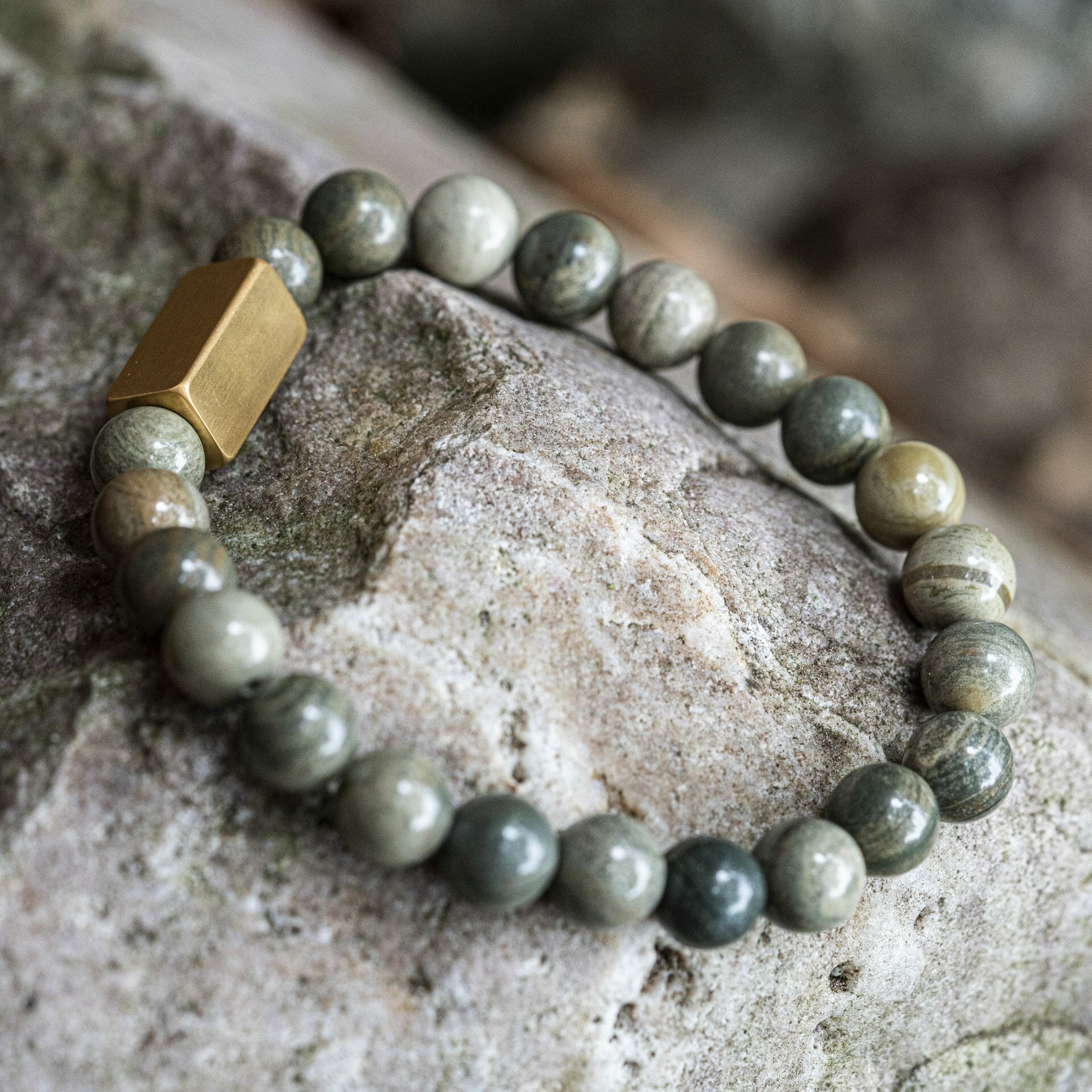 Natural Silver Leaf Jasper - Egyptische Kralen Armband