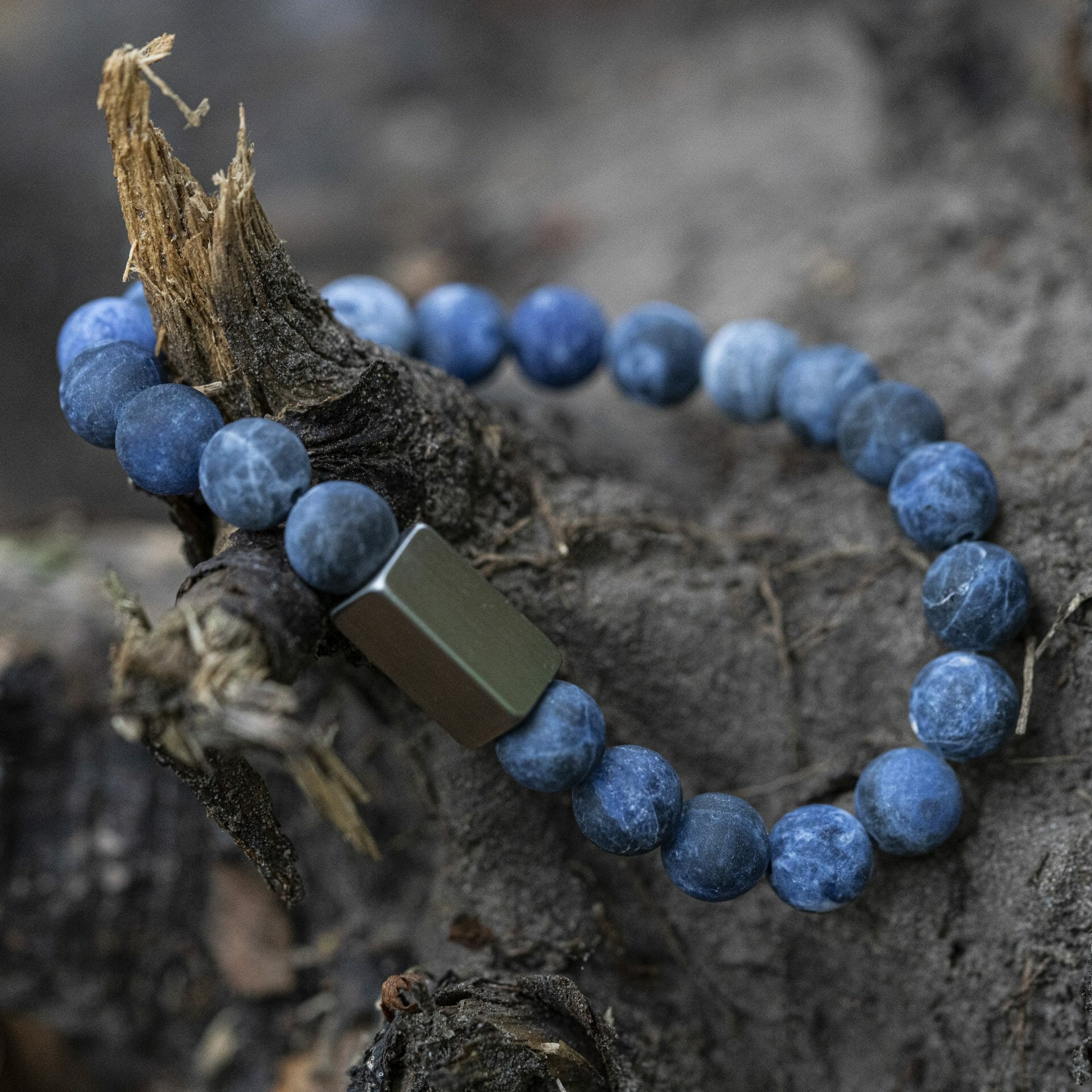 Bevroren Matte Sodaliet – Kralen Armband + Gravure