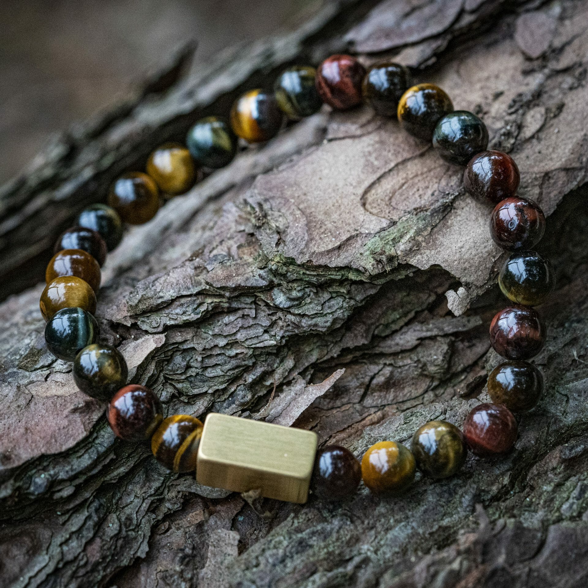 Trio Tijger Eye: Gele Tijgeroog, Valkenoog (blauw) en Stierenoog (rood) Kralen Armband