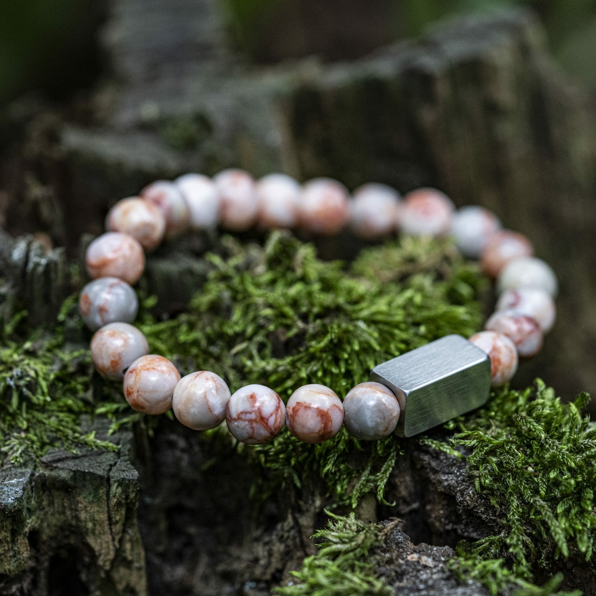 Roze Jasper Netstone - 8mm Kralen Armband