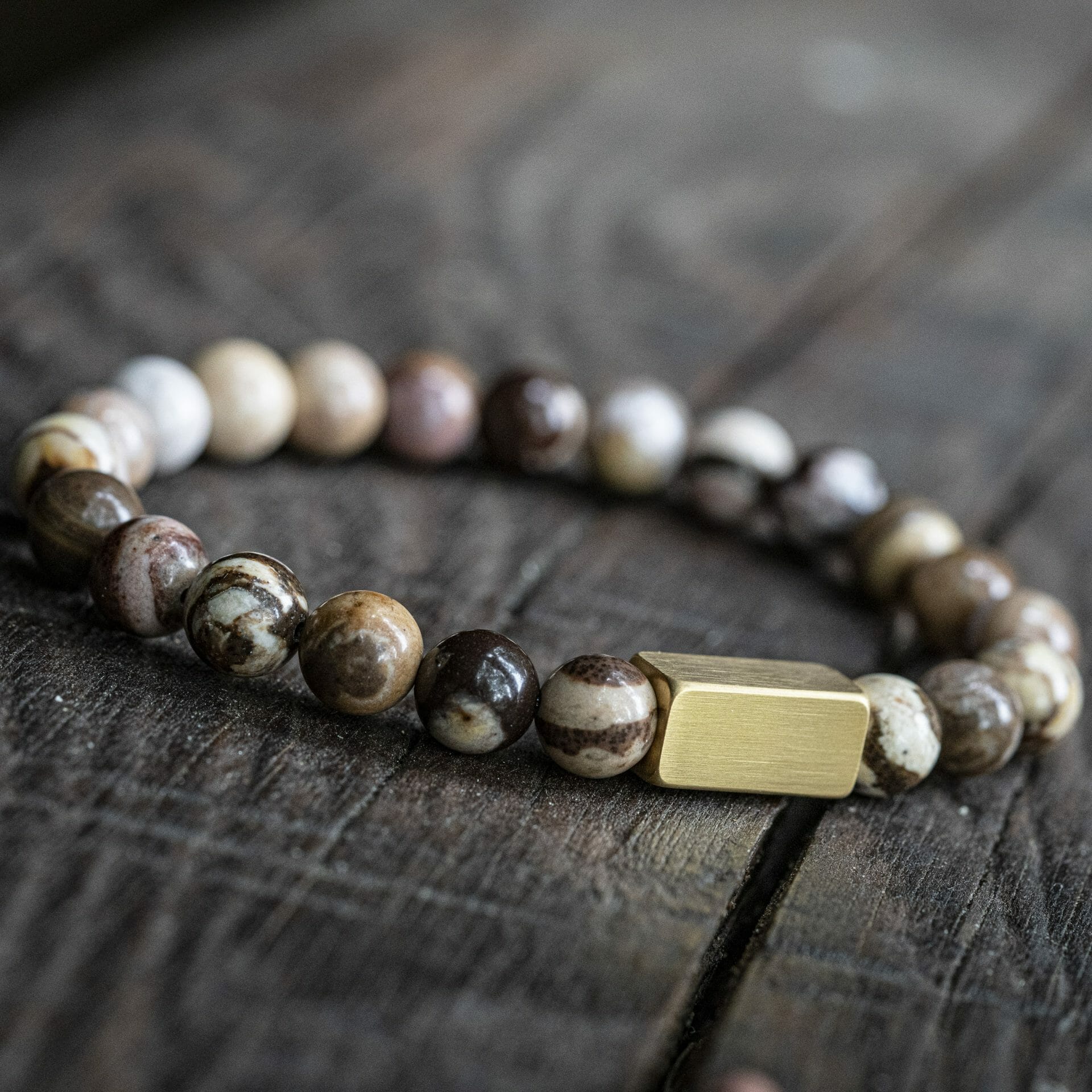 Bruine Zebra stenen Jasper – Naamgravure Kralen armband