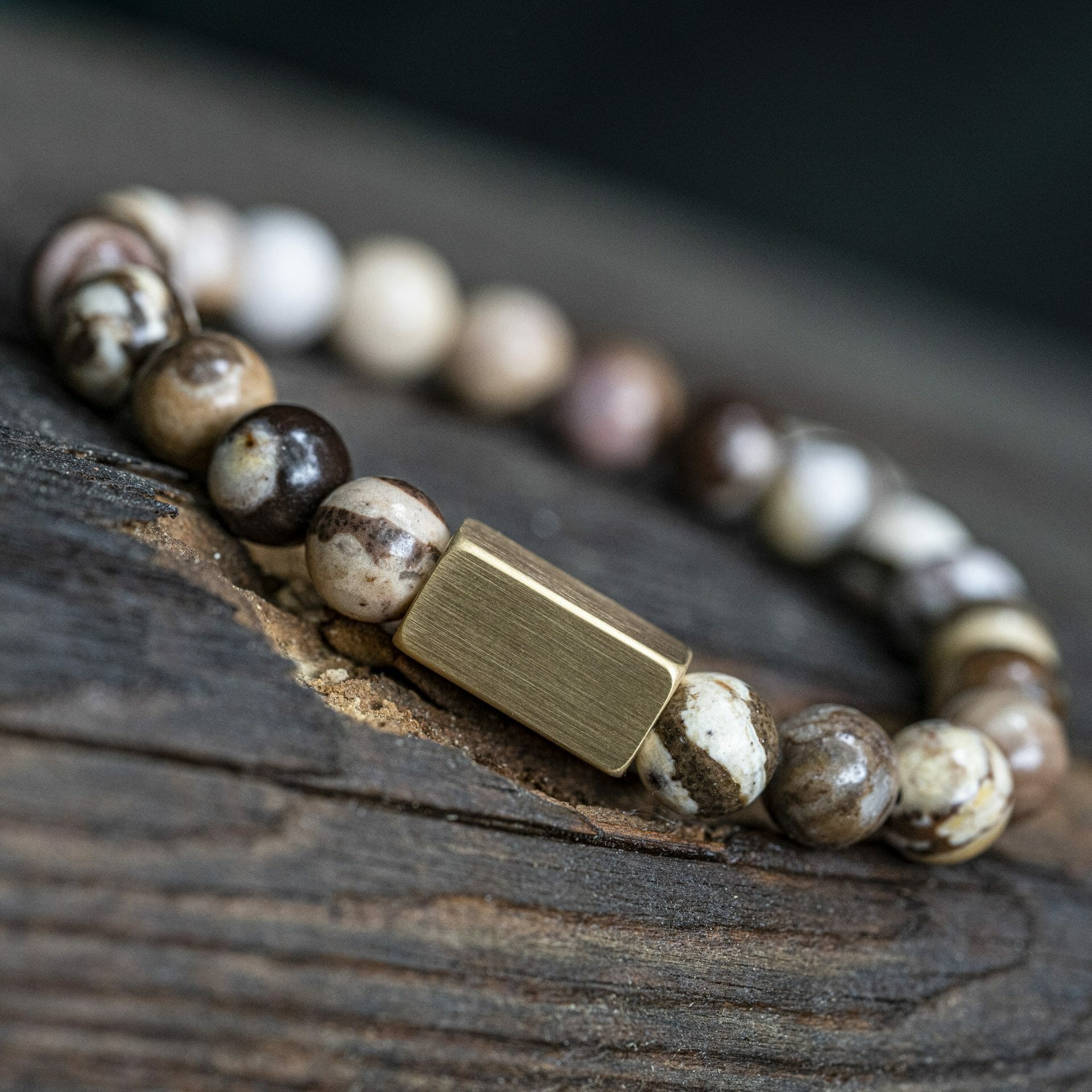 Bruine Zebra stenen Jasper – Naamgravure Kralen armband