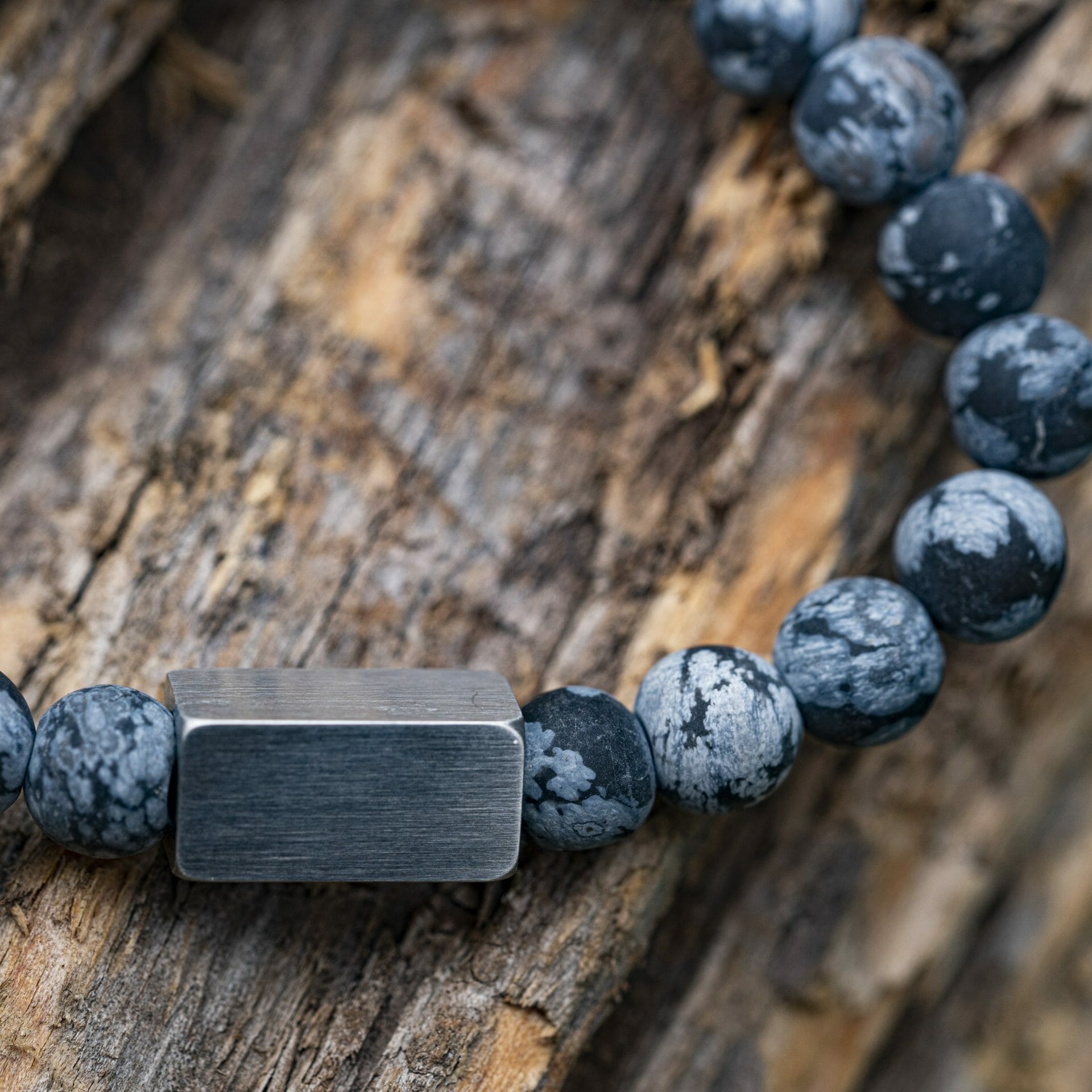 Bevroren sneeuwvlokken - Obsidiaan Kralen Armband