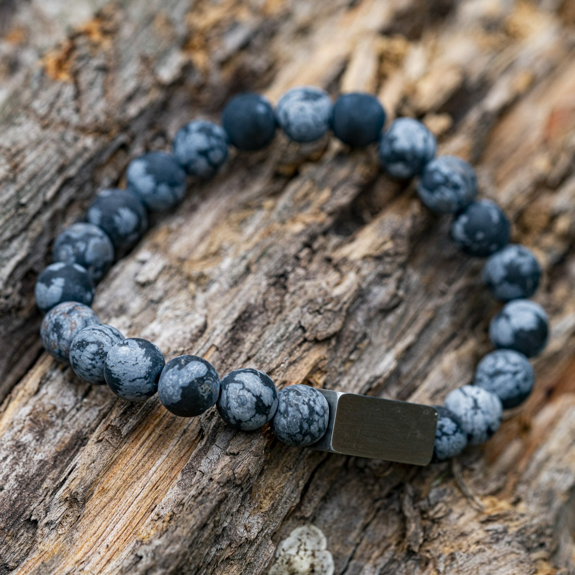 Bevroren sneeuwvlokken - Obsidiaan Kralen Armband