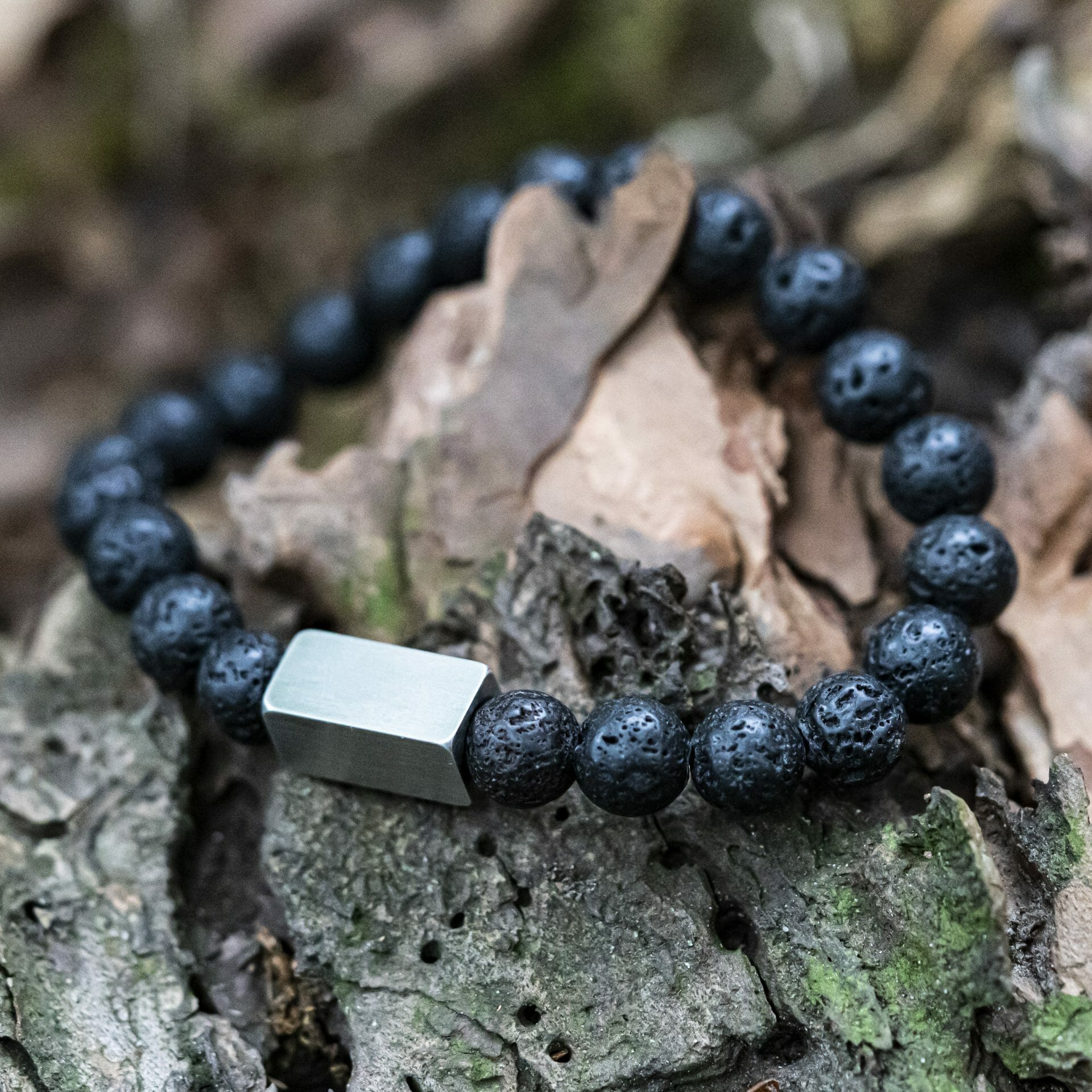 Lava Stenen Kralen Armband met Naamgravure