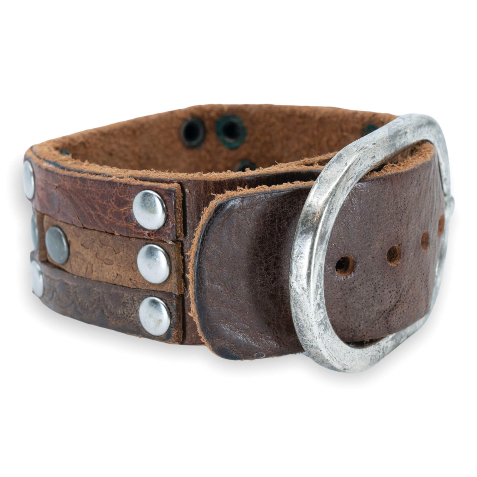 Brede bruin leren Polsband - Multi color Runderleer