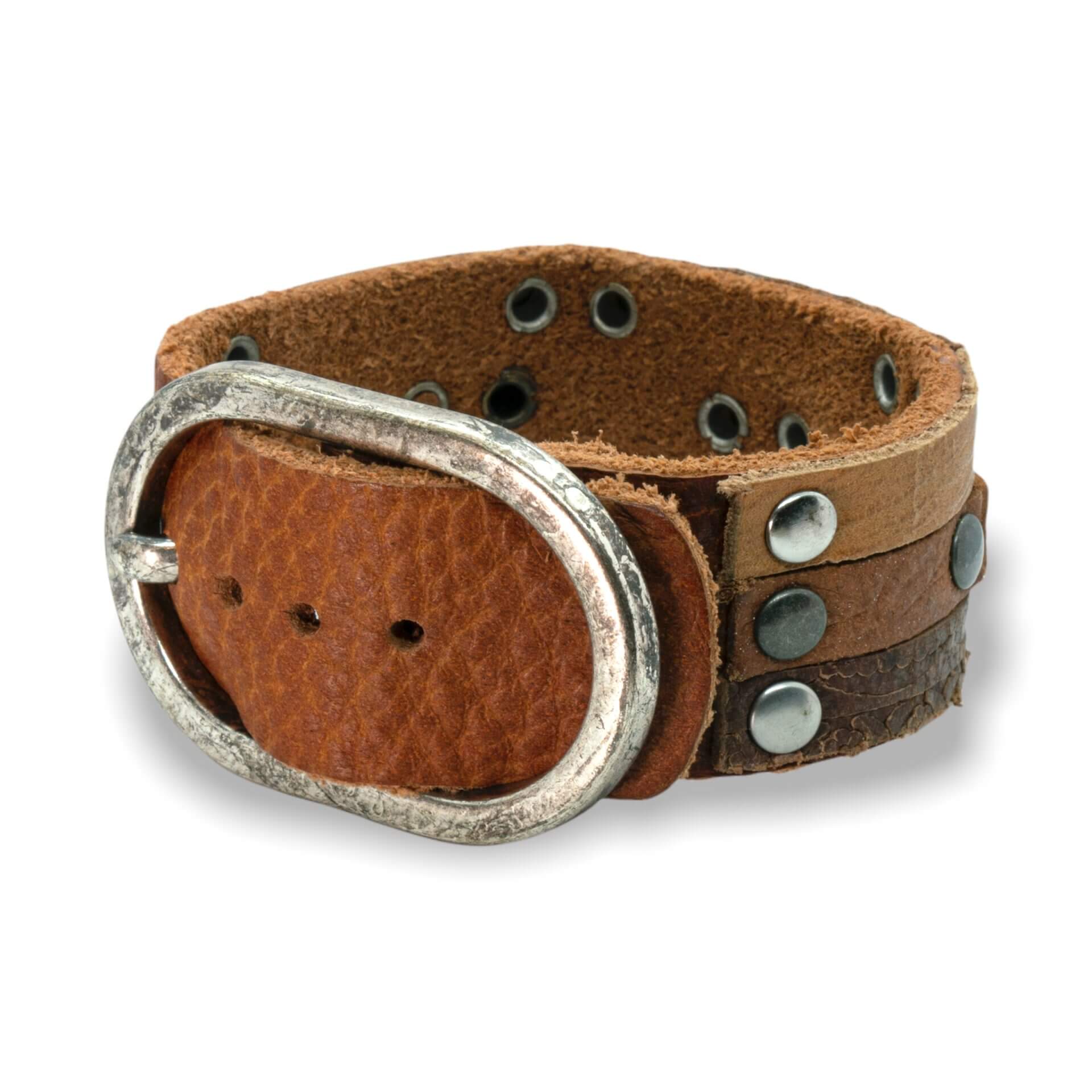 Brede bruin leren Polsband - Multi color Runderleer