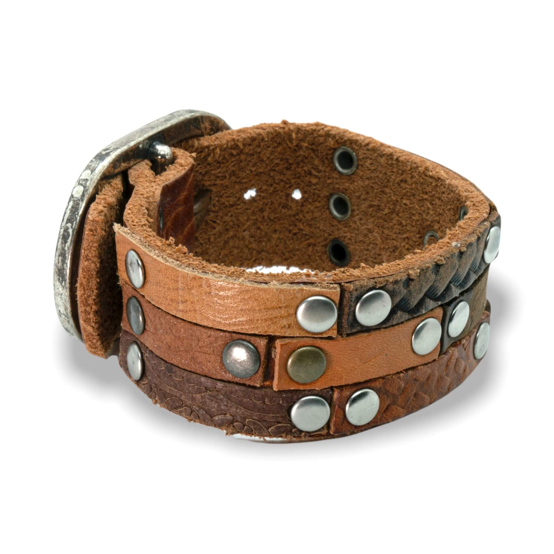 Brede bruin leren Polsband - Multi color Runderleer