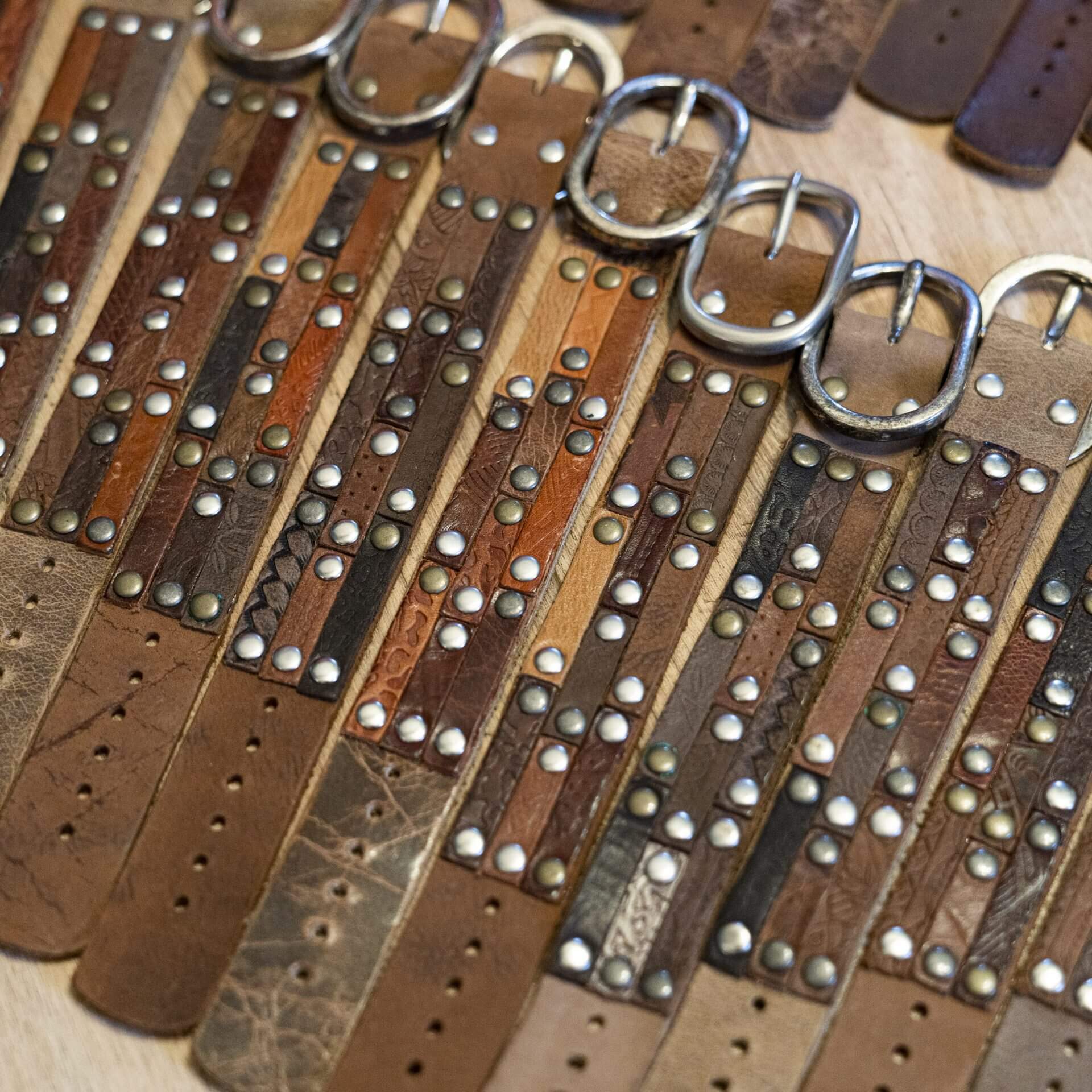 Brede bruin leren Polsband - Multi color Runderleer