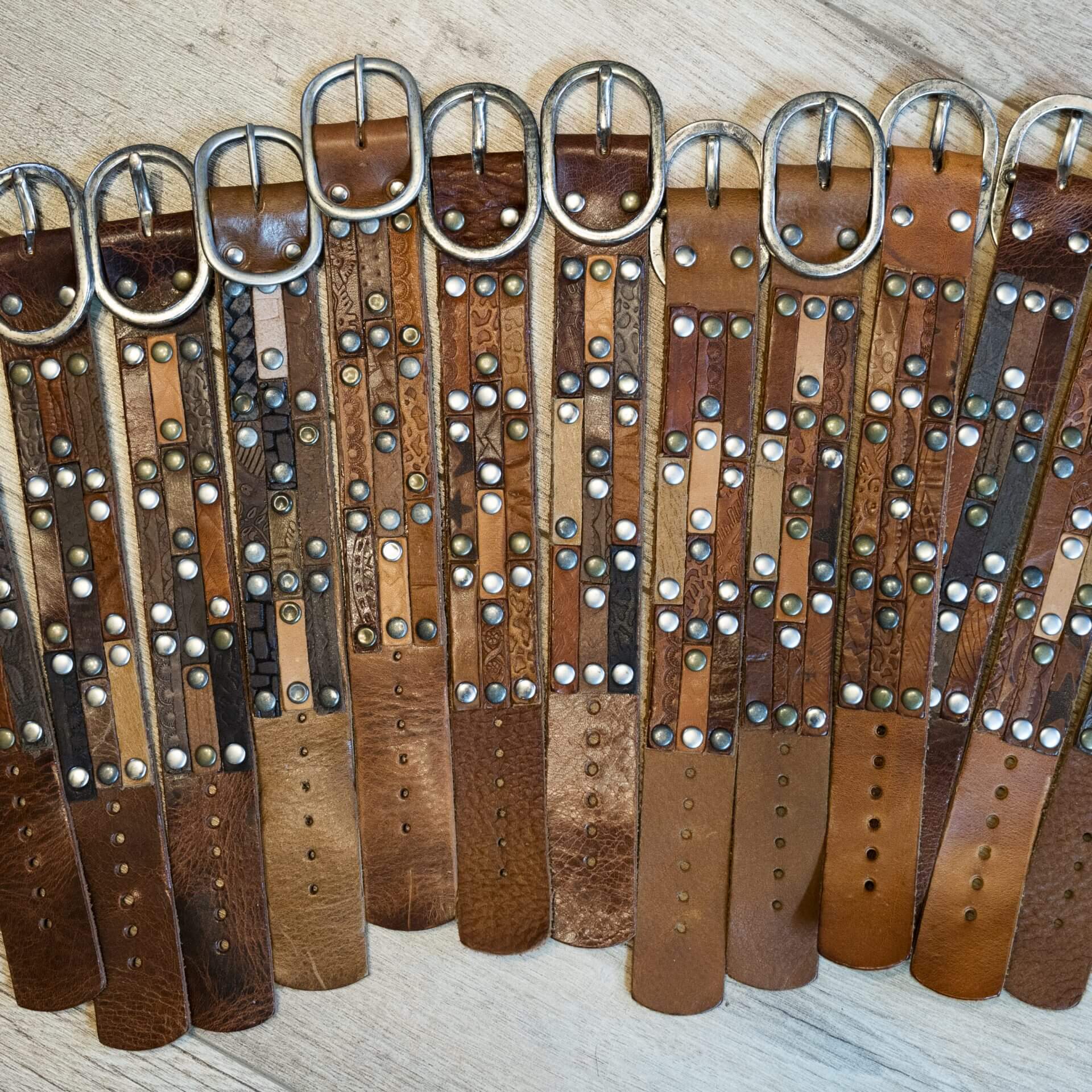 Brede bruin leren Polsband - Multi color Runderleer