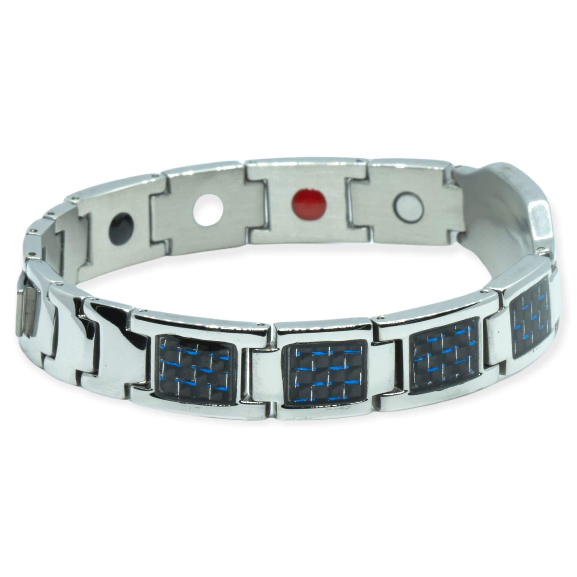 Magneet Armband - Blauw carbon + eigen tekst / symbool