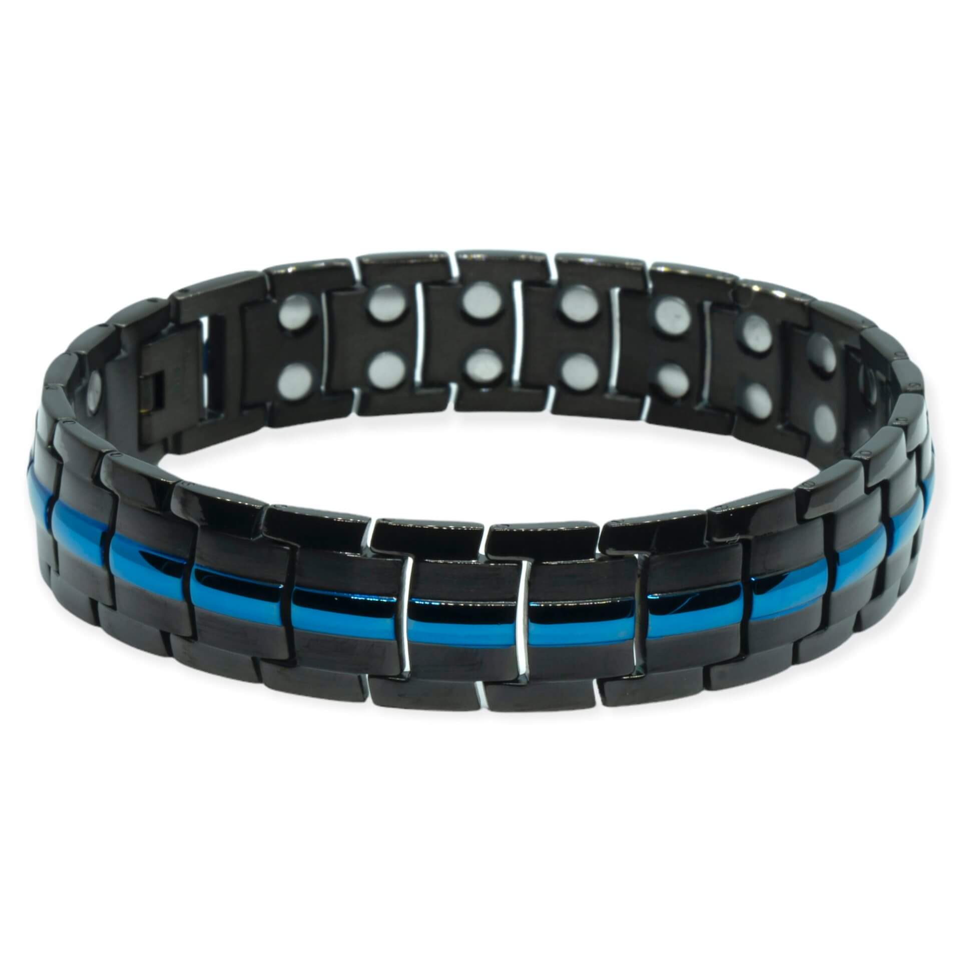 Zwarte Magneet Armband – Met blauwe elementen