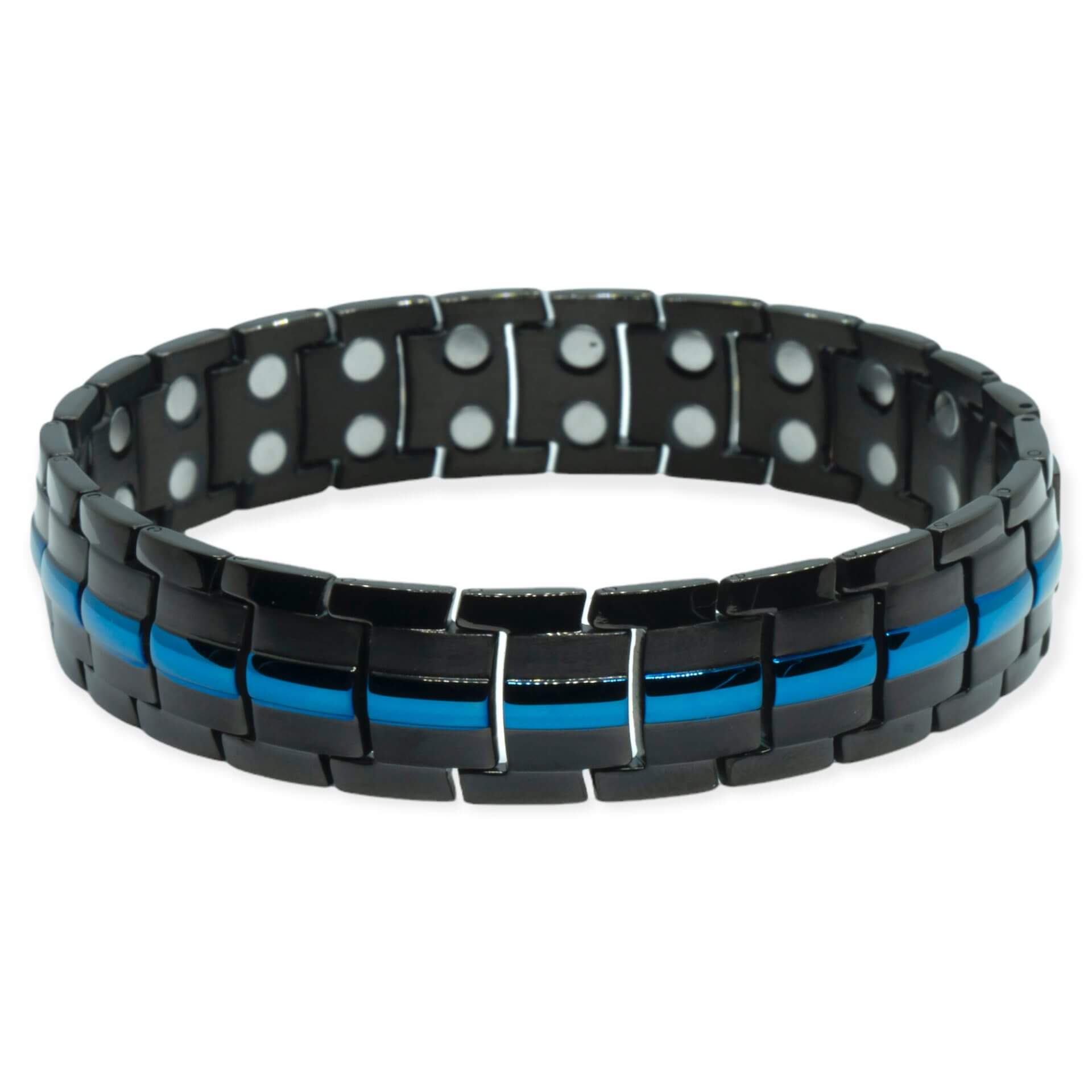 Zwarte Magneet Armband – Met blauwe elementen