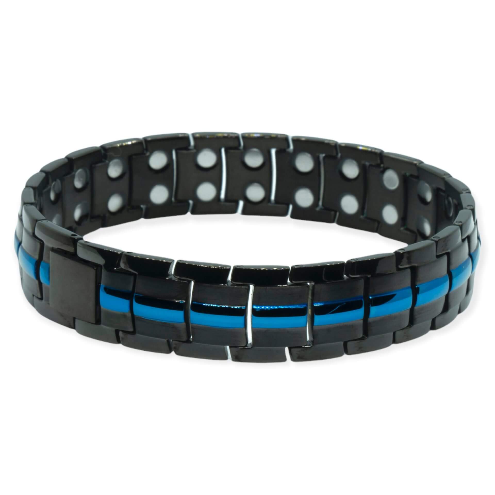 Zwarte Magneet Armband – Met blauwe elementen