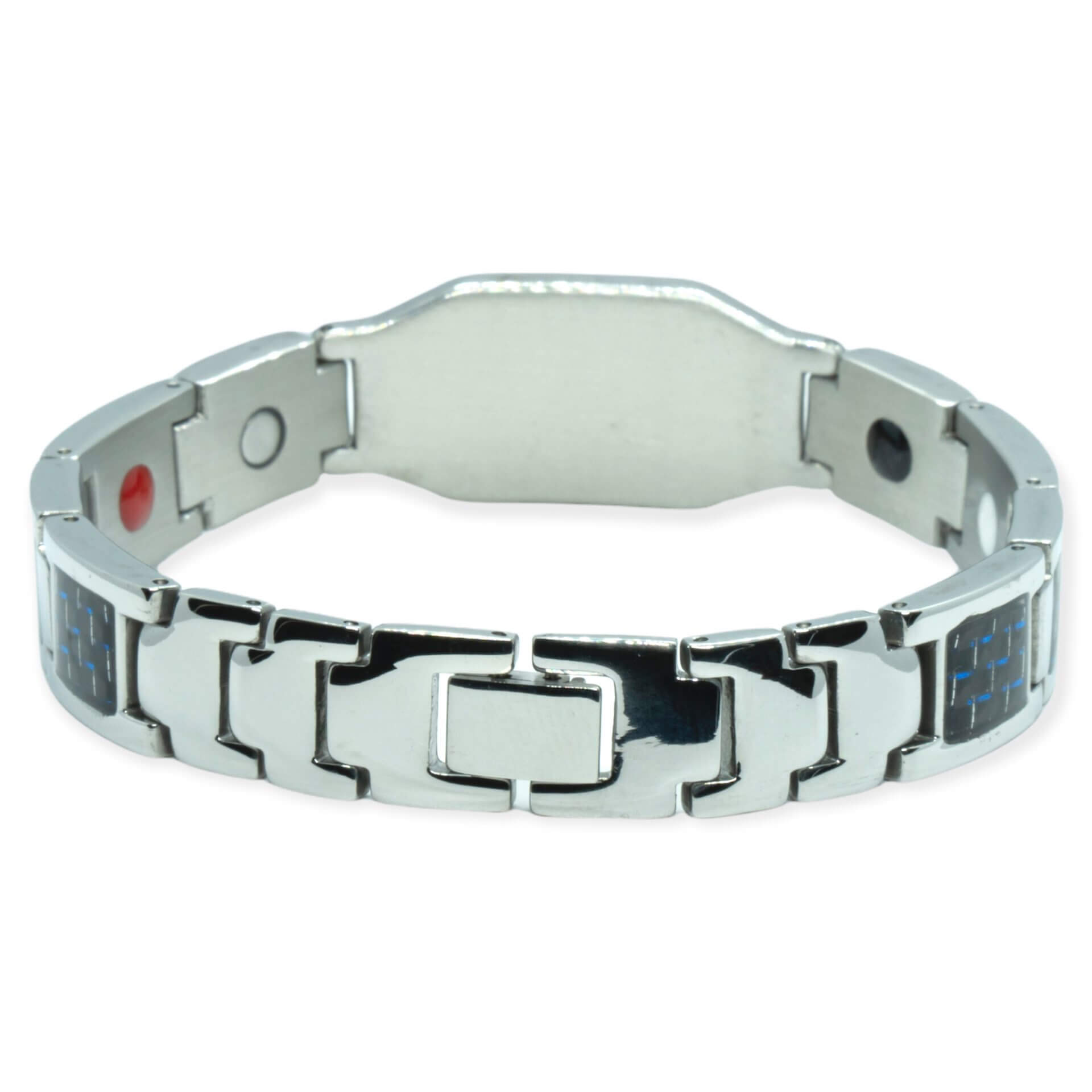 Magneet Armband - Blauw carbon + eigen tekst / symbool