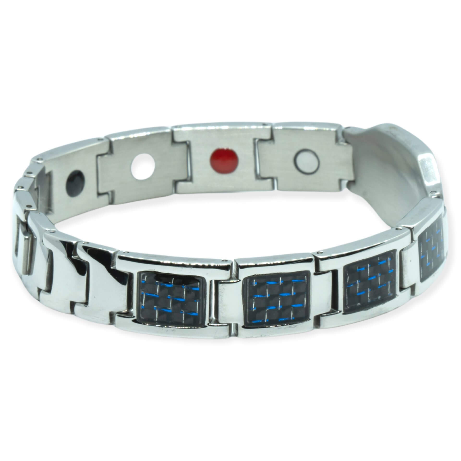 Magneet Armband - Blauw carbon + eigen tekst / symbool