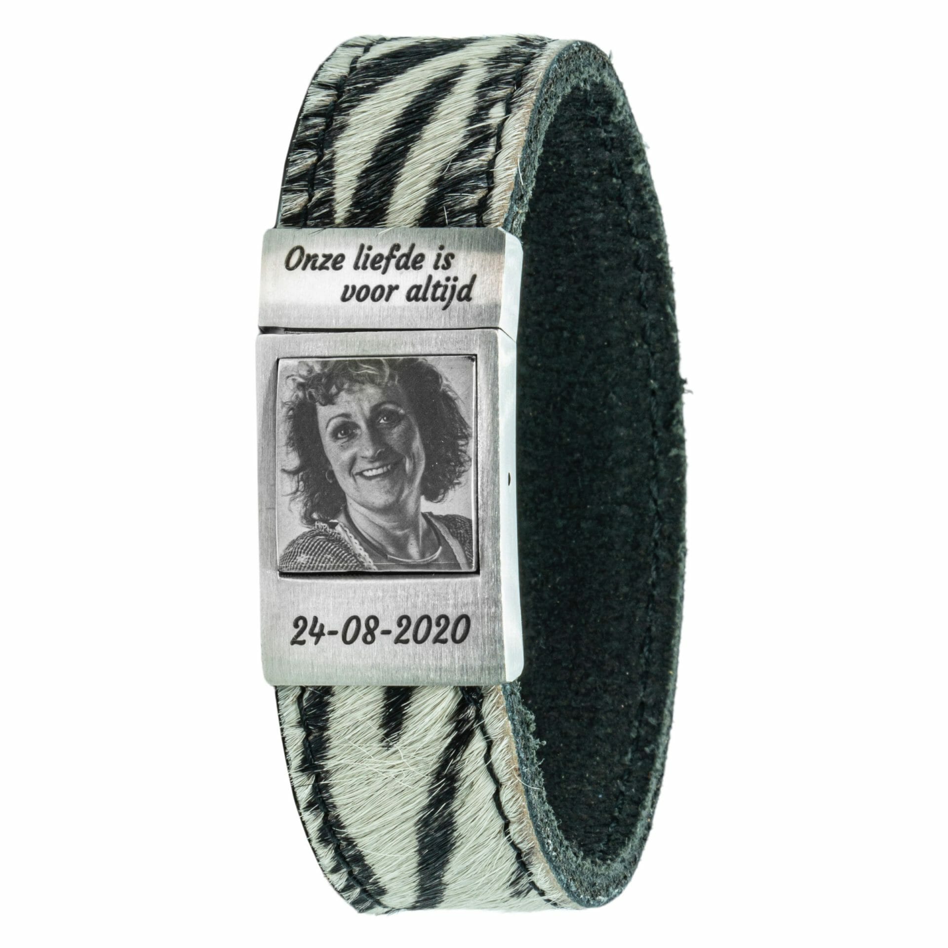 Zebra Fotoarmband leer met eigen foto